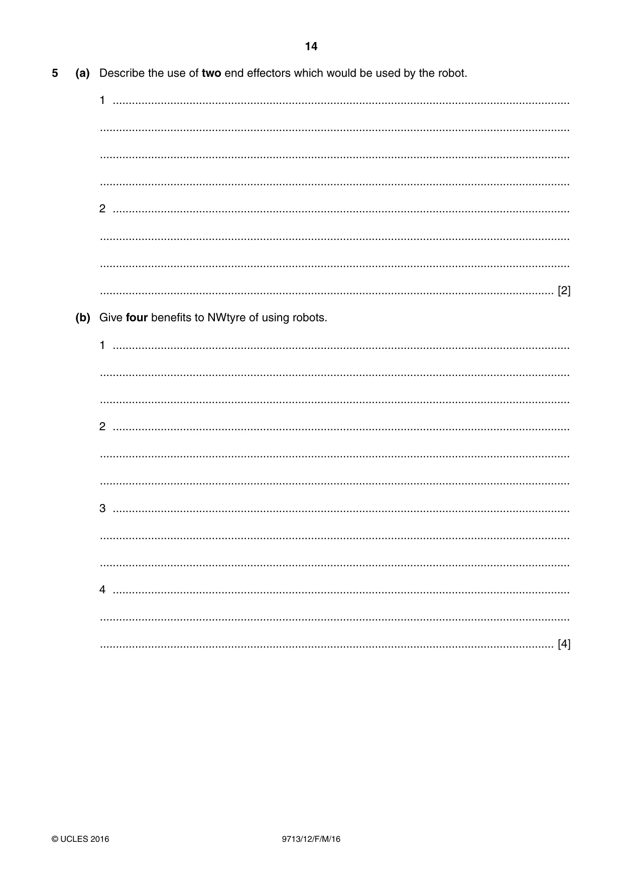 Cambridge A Level Applied Information and Communication Technology 9713 2016 Feb/March Paper 1 · Variant 2 question paper, page 14 of 20