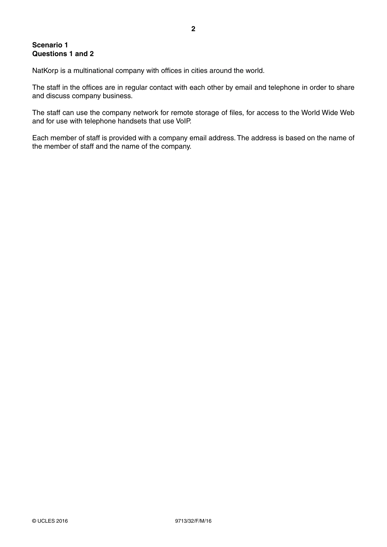 Cambridge A Level Applied Information and Communication Technology 9713 2016 Feb/March Paper 3 · Variant 2 question paper, page 2 of 16