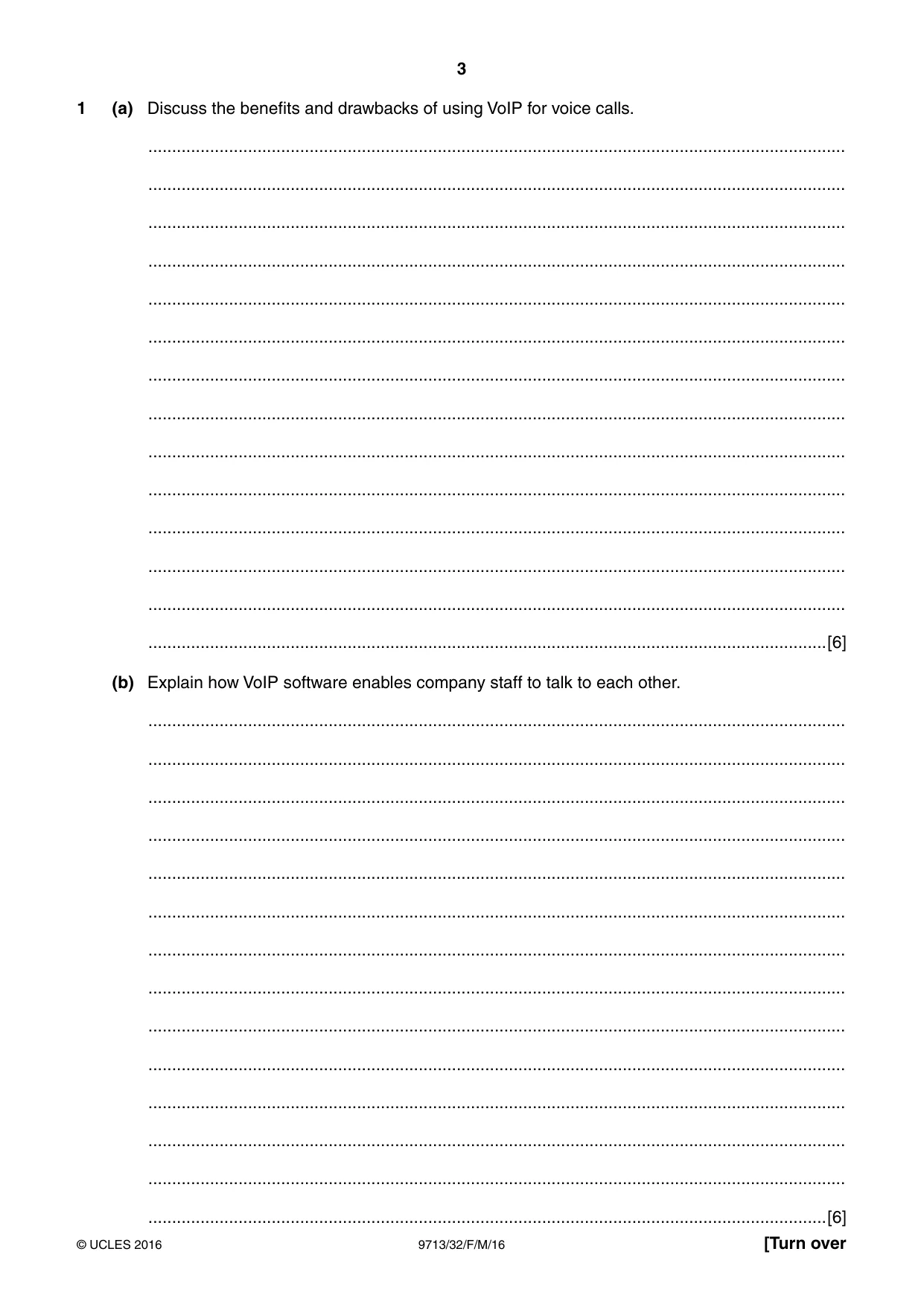 Cambridge A Level Applied Information and Communication Technology 9713 2016 Feb/March Paper 3 · Variant 2 question paper, page 3 of 16