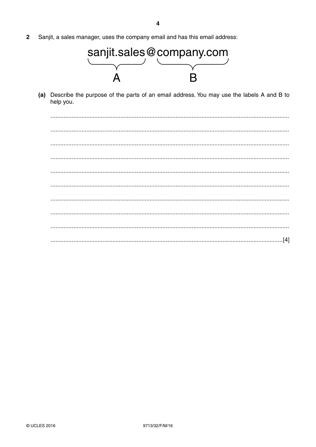 Cambridge A Level Applied Information and Communication Technology 9713 2016 Feb/March Paper 3 · Variant 2 question paper, page 4 of 16