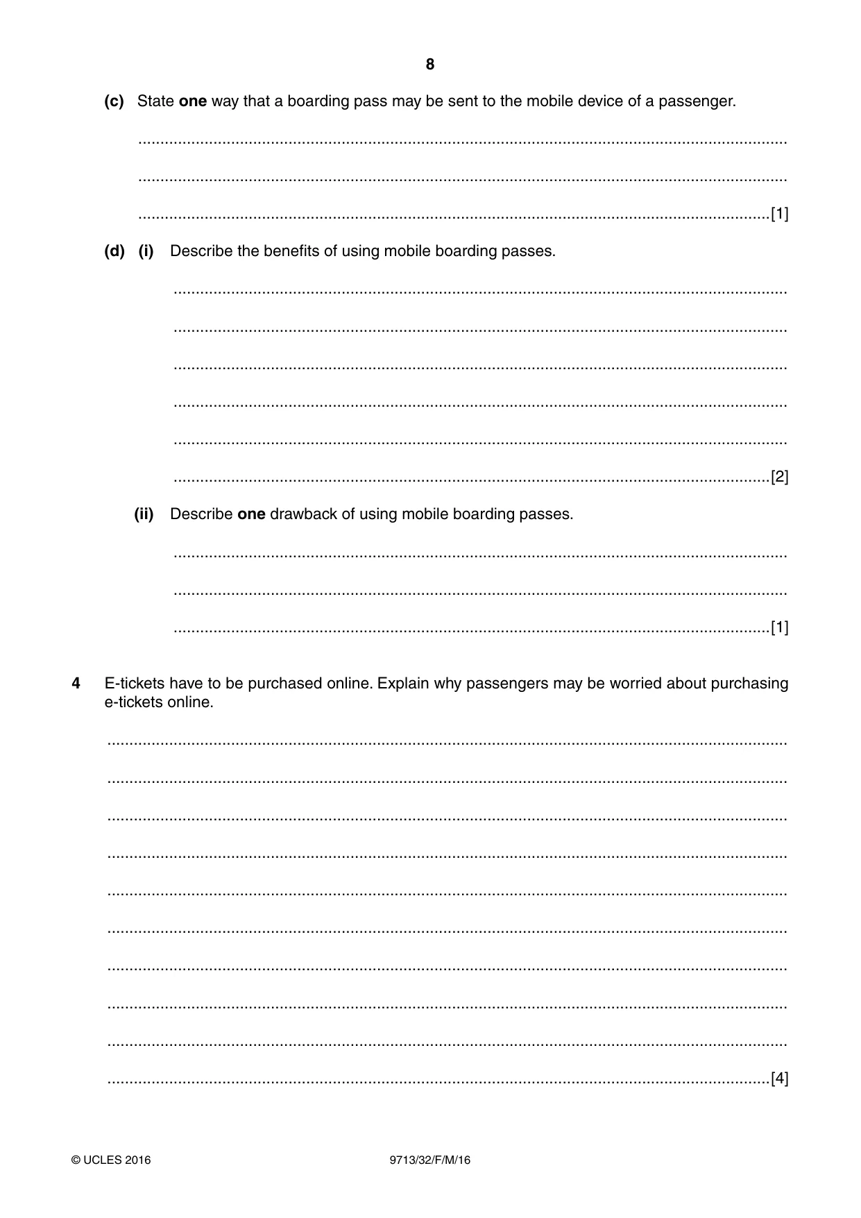 Cambridge A Level Applied Information and Communication Technology 9713 2016 Feb/March Paper 3 · Variant 2 question paper, page 8 of 16