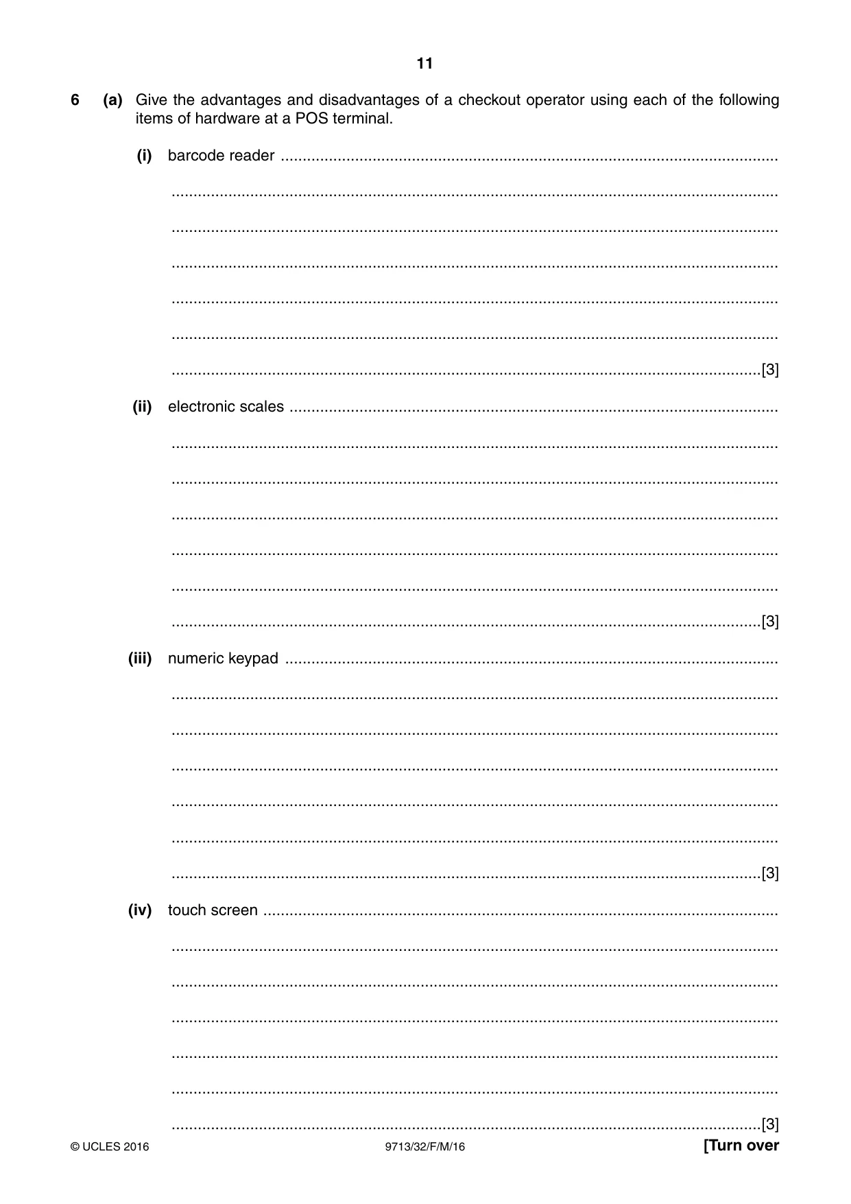 Cambridge A Level Applied Information and Communication Technology 9713 2016 Feb/March Paper 3 · Variant 2 question paper, page 11 of 16