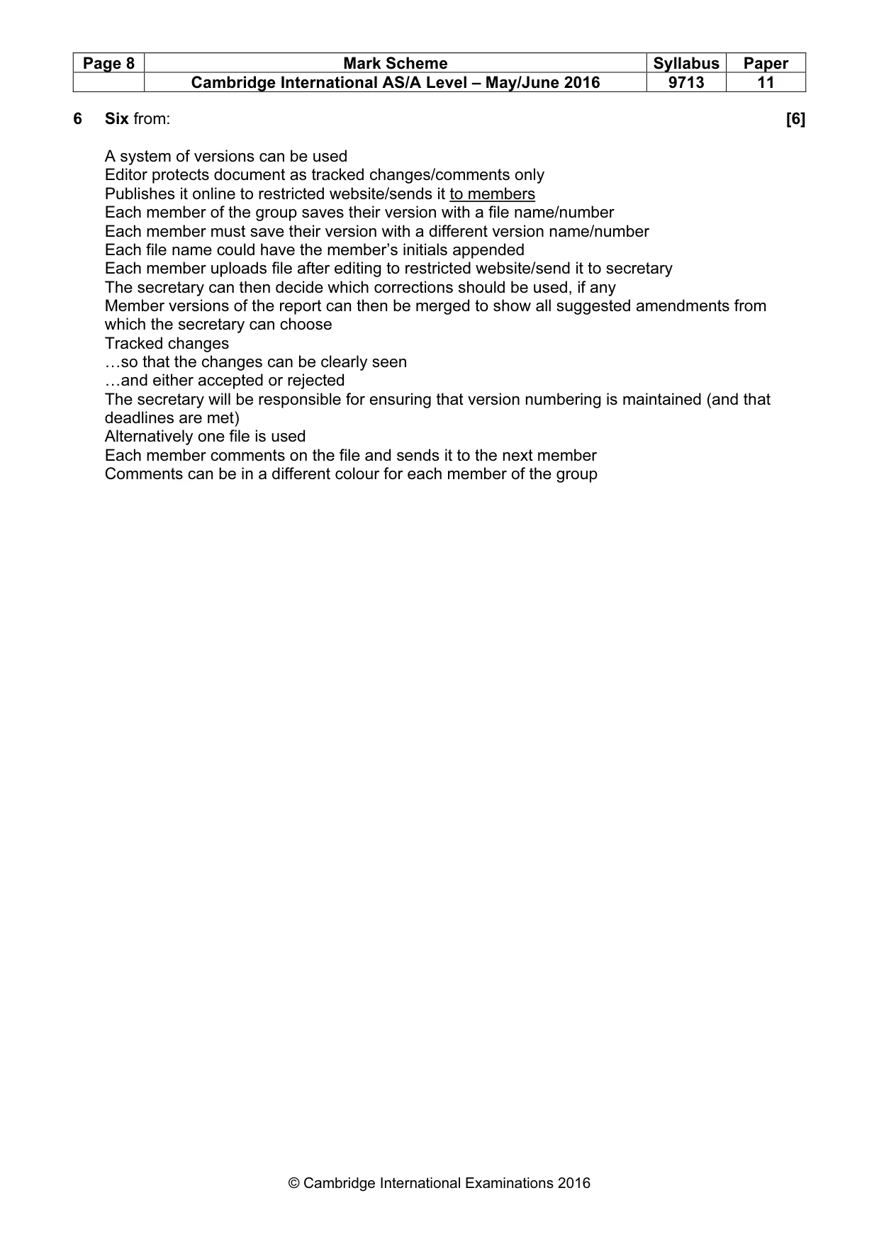 Mark scheme, page 8 of 8