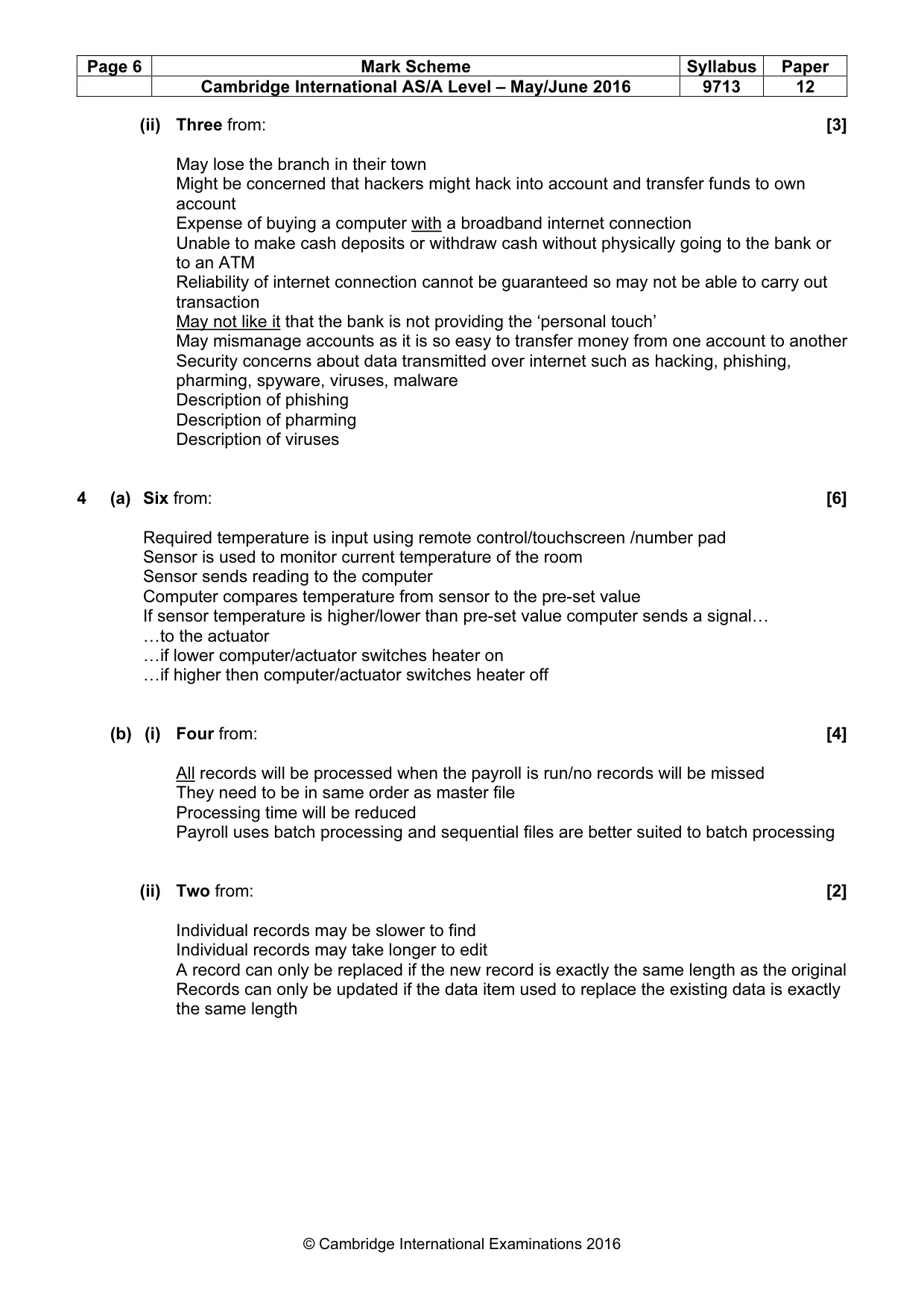 Mark scheme, page 6 of 8