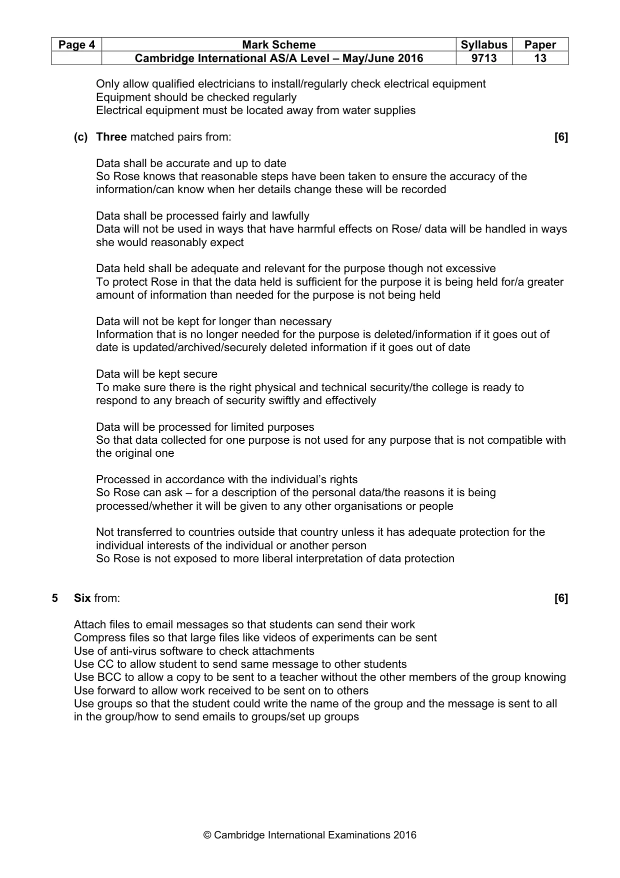 Mark scheme, page 4 of 7