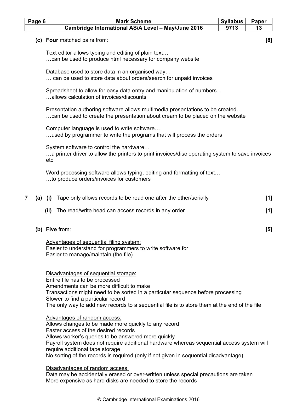 Mark scheme, page 6 of 7