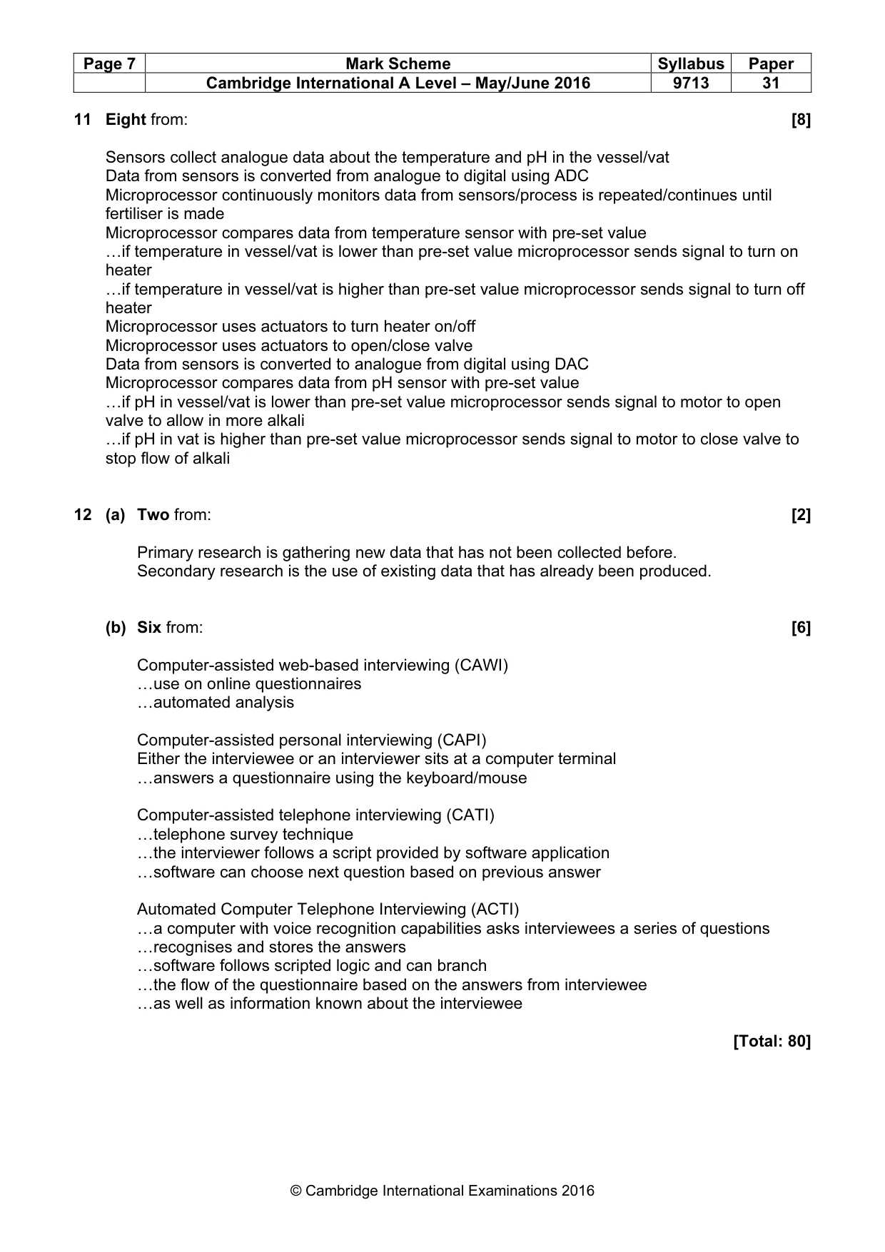 Mark scheme, page 7 of 7