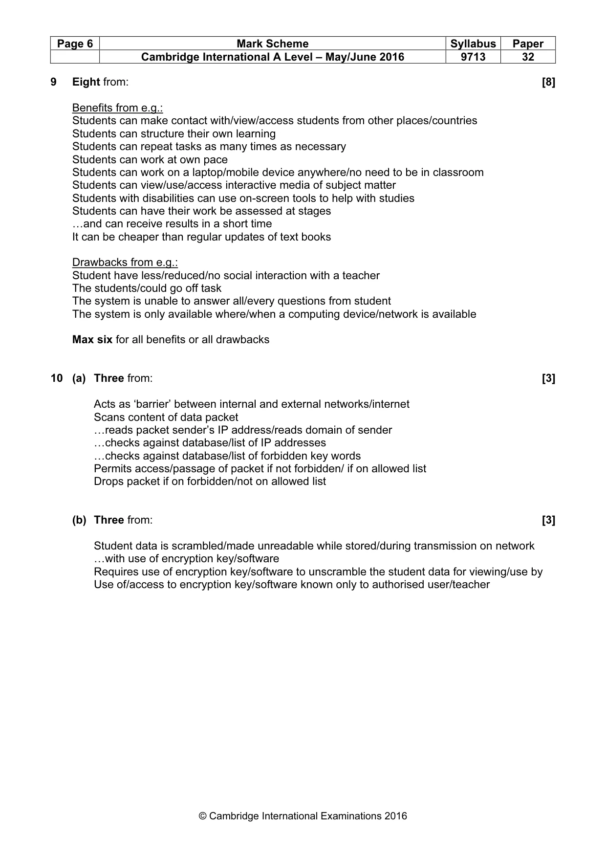 Mark scheme, page 6 of 7