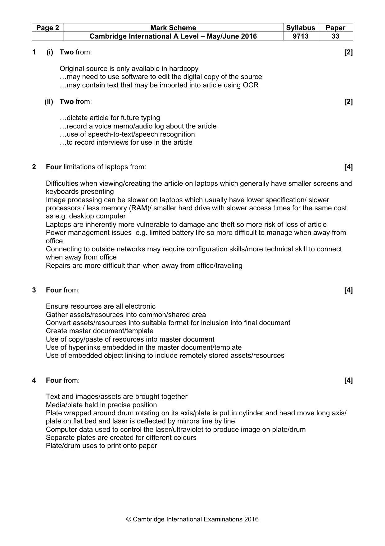 Mark scheme, page 2 of 7