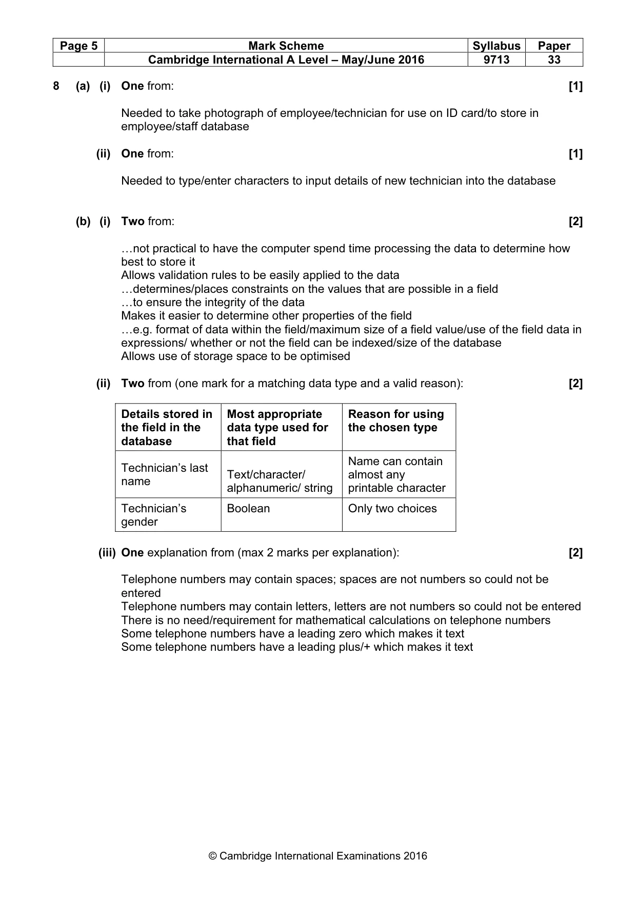 Mark scheme, page 5 of 7