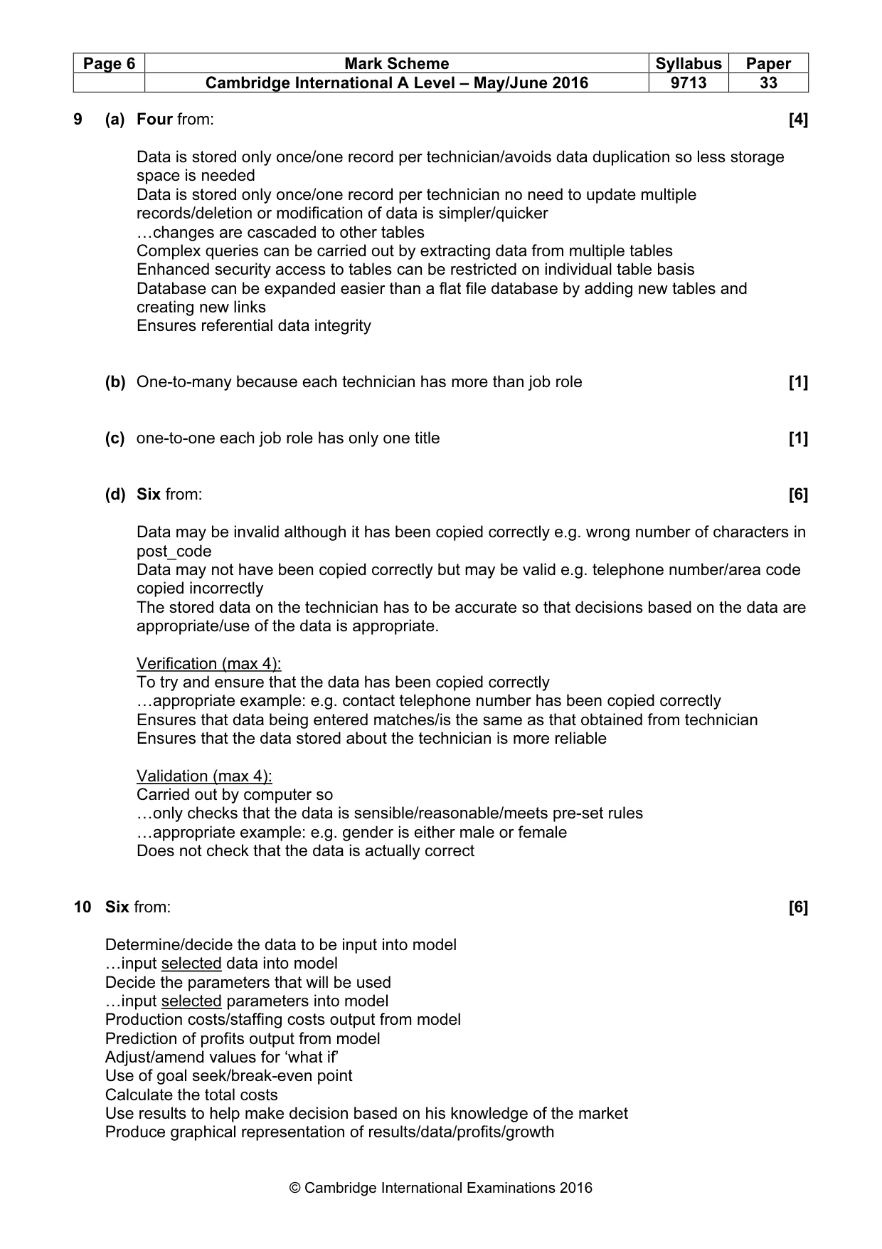 Mark scheme, page 6 of 7