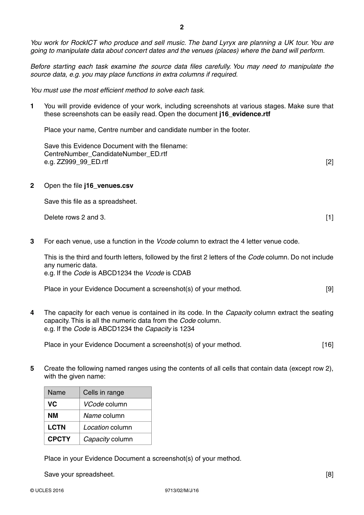 Cambridge A Level Applied Information and Communication Technology 9713 2016 May/June Paper 2 · Variant 0 question paper, page 2 of 4