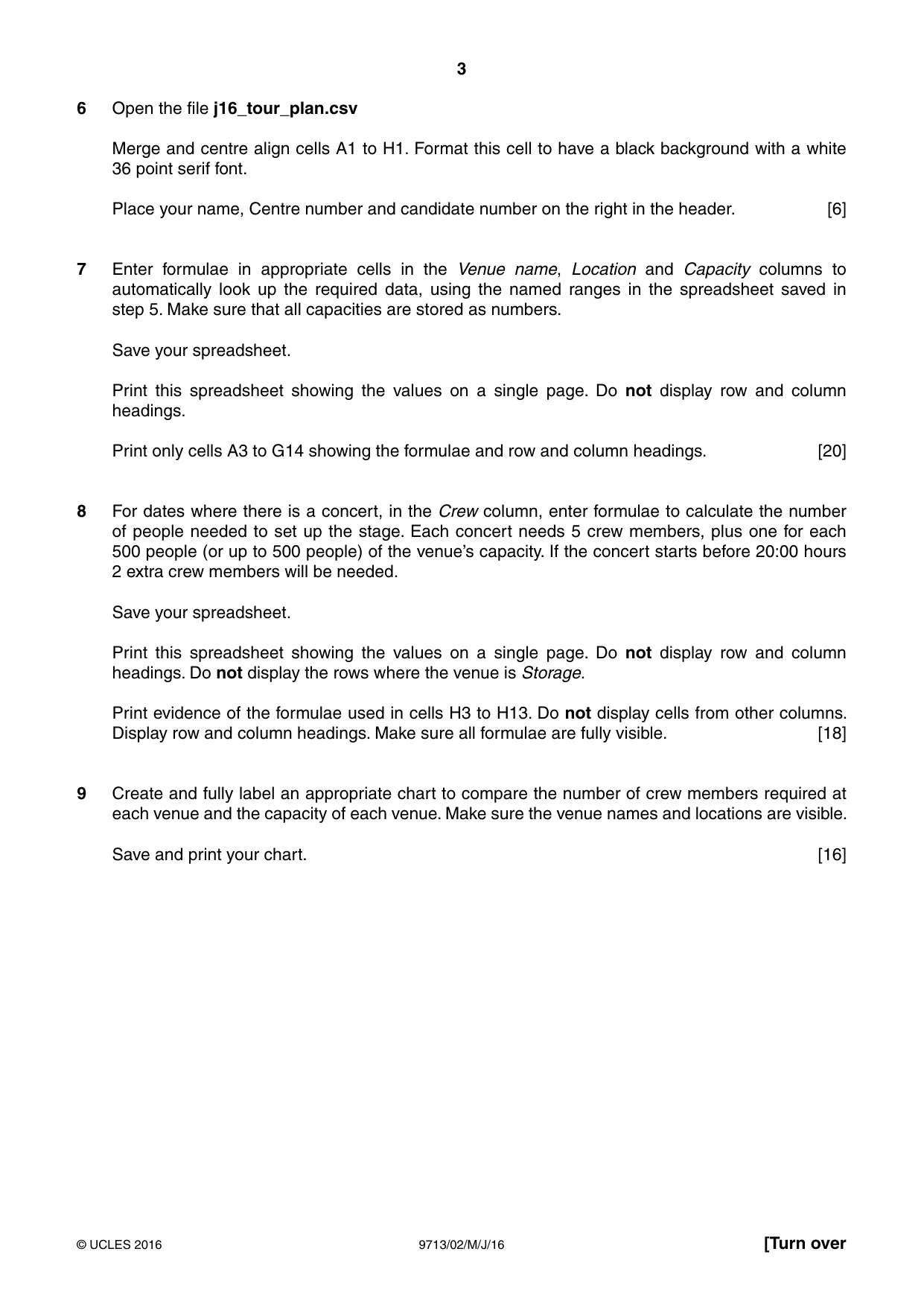 Cambridge A Level Applied Information and Communication Technology 9713 2016 May/June Paper 2 · Variant 0 question paper, page 3 of 4