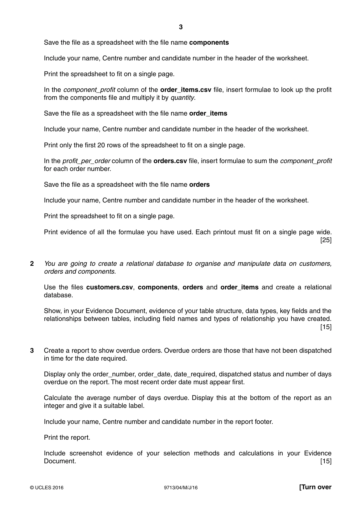 Cambridge A Level Applied Information and Communication Technology 9713 2016 May/June Paper 4 · Variant 0 question paper, page 3 of 8