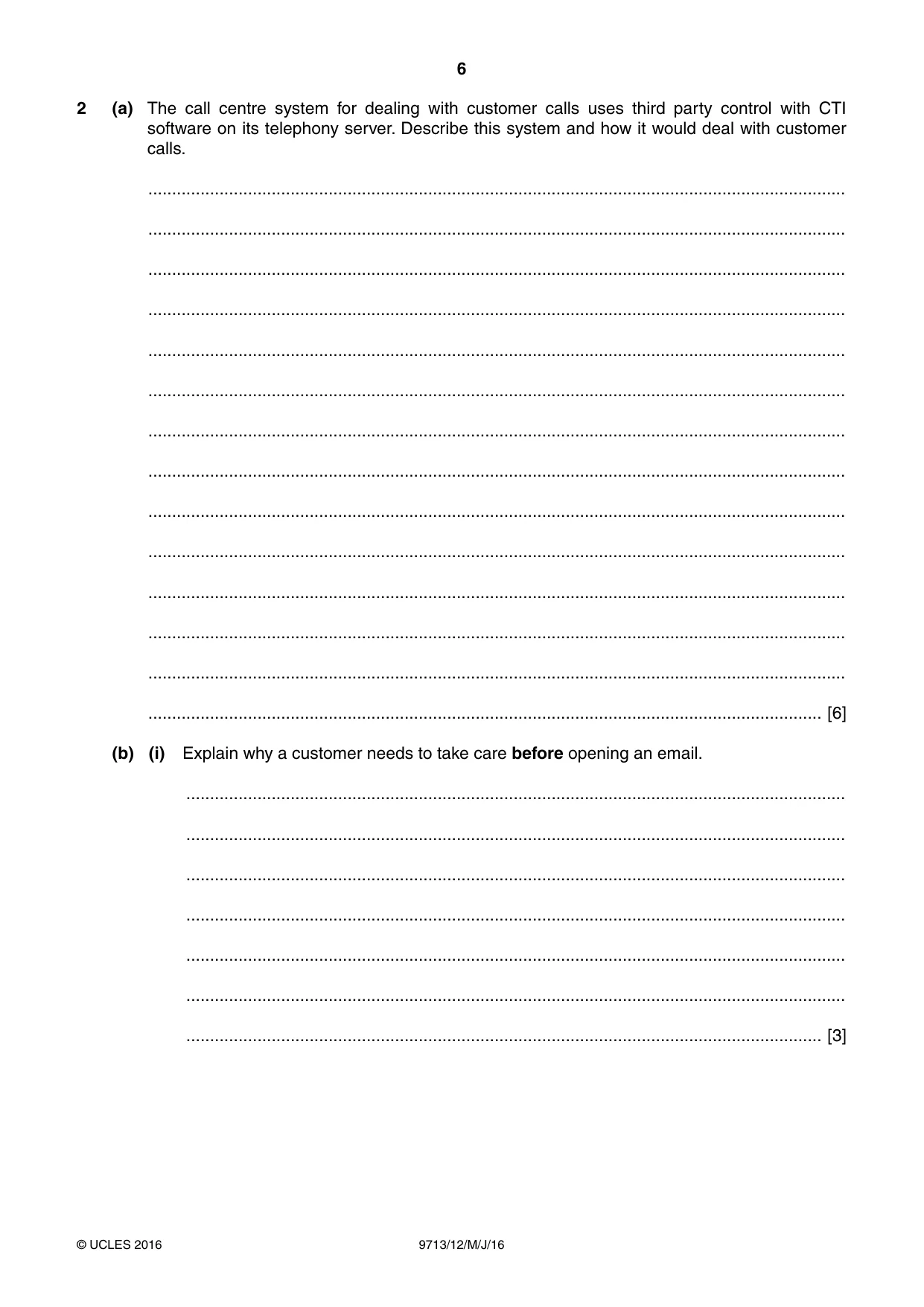 Cambridge A Level Applied Information and Communication Technology 9713 2016 May/June Paper 1 · Variant 2 question paper, page 6 of 20