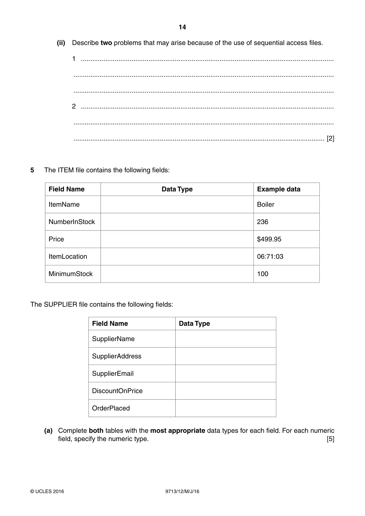 Cambridge A Level Applied Information and Communication Technology 9713 2016 May/June Paper 1 · Variant 2 question paper, page 14 of 20