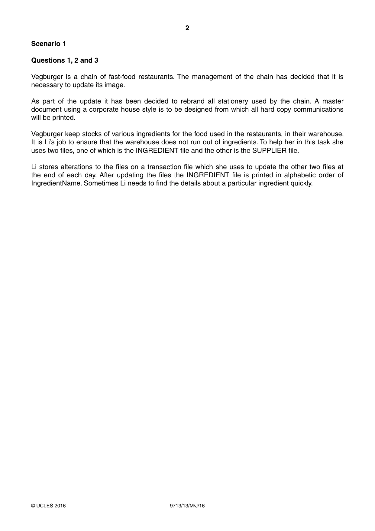 Cambridge A Level Applied Information and Communication Technology 9713 2016 May/June Paper 1 · Variant 3 question paper, page 2 of 20