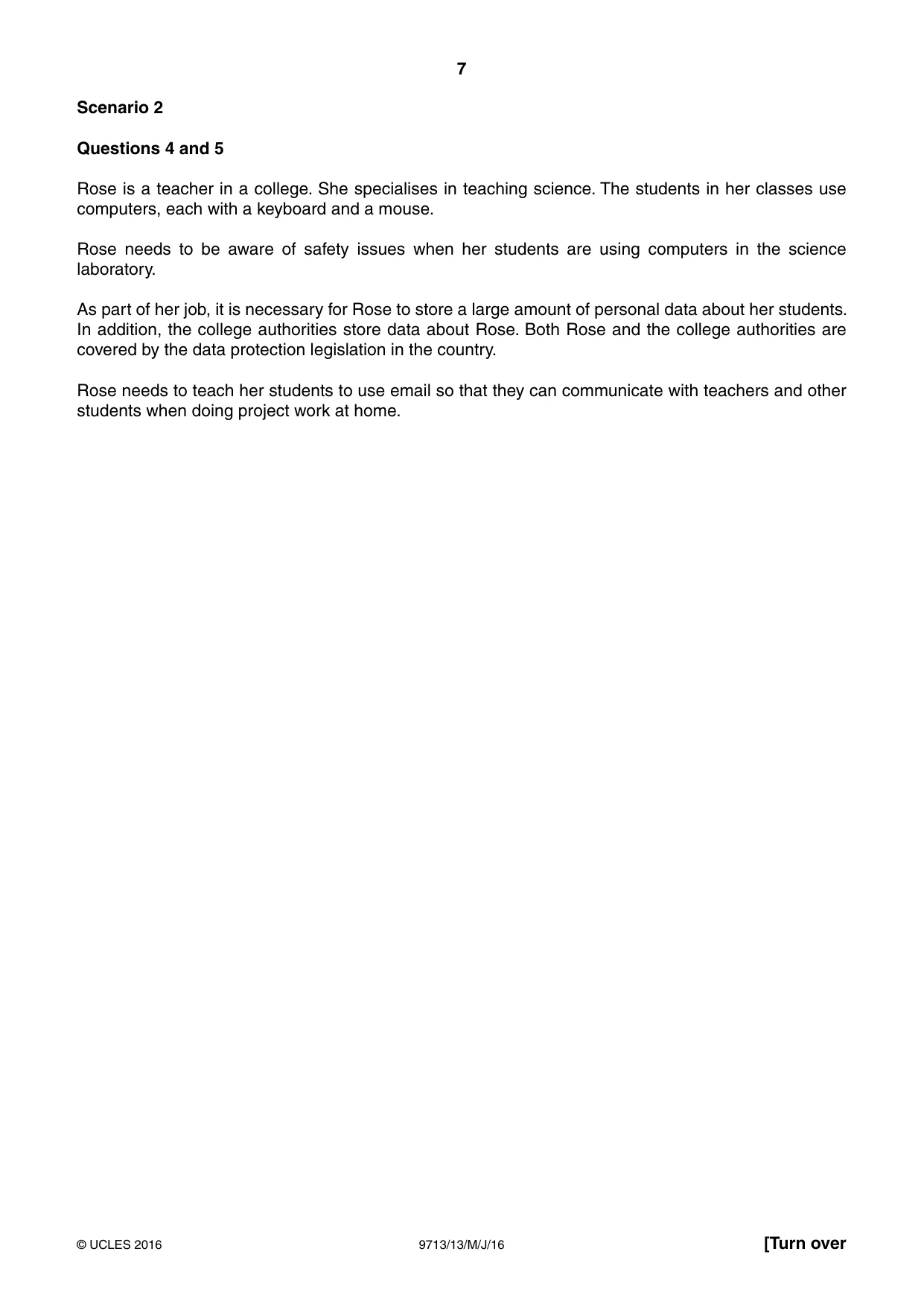 Cambridge A Level Applied Information and Communication Technology 9713 2016 May/June Paper 1 · Variant 3 question paper, page 7 of 20