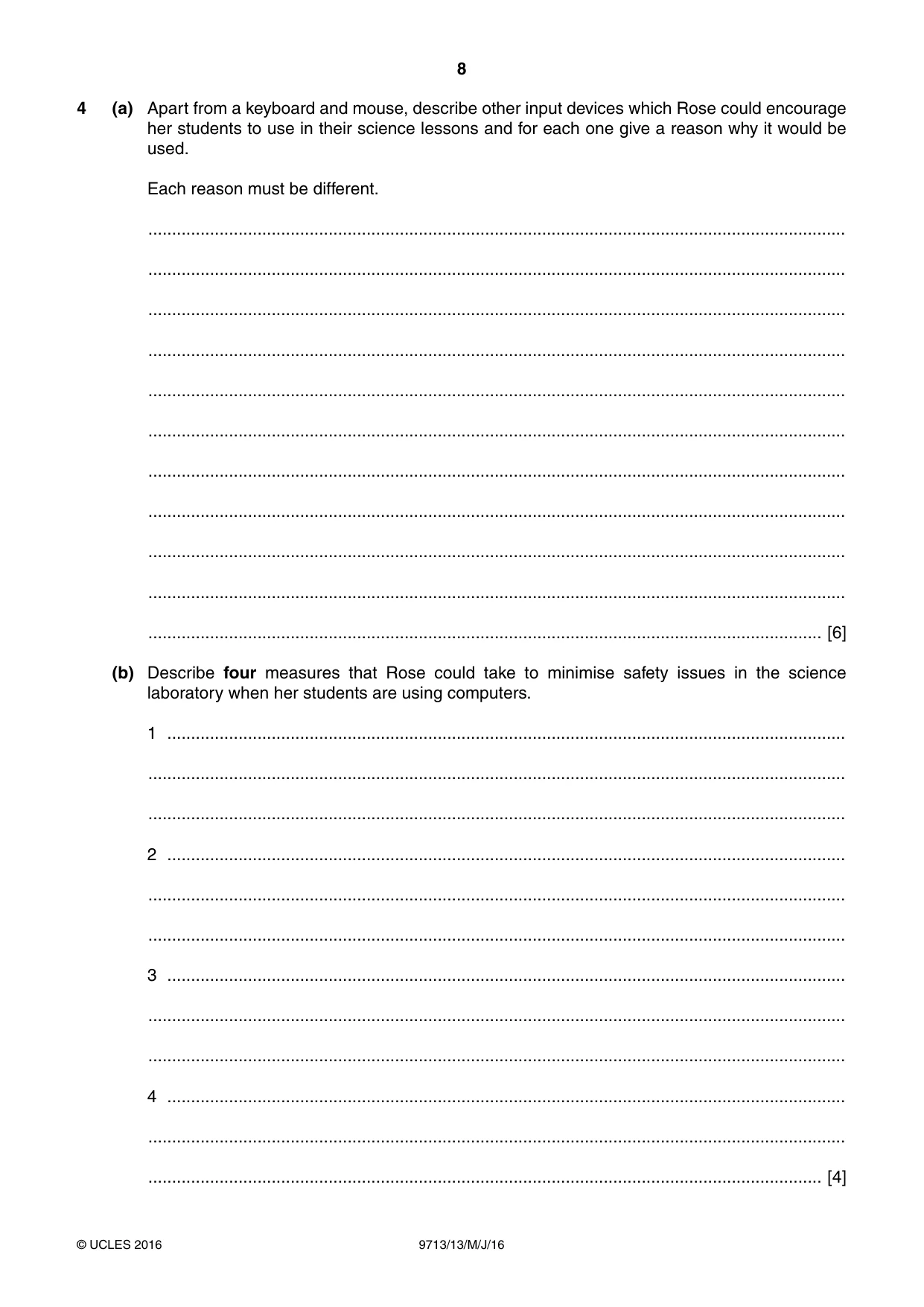 Cambridge A Level Applied Information and Communication Technology 9713 2016 May/June Paper 1 · Variant 3 question paper, page 8 of 20