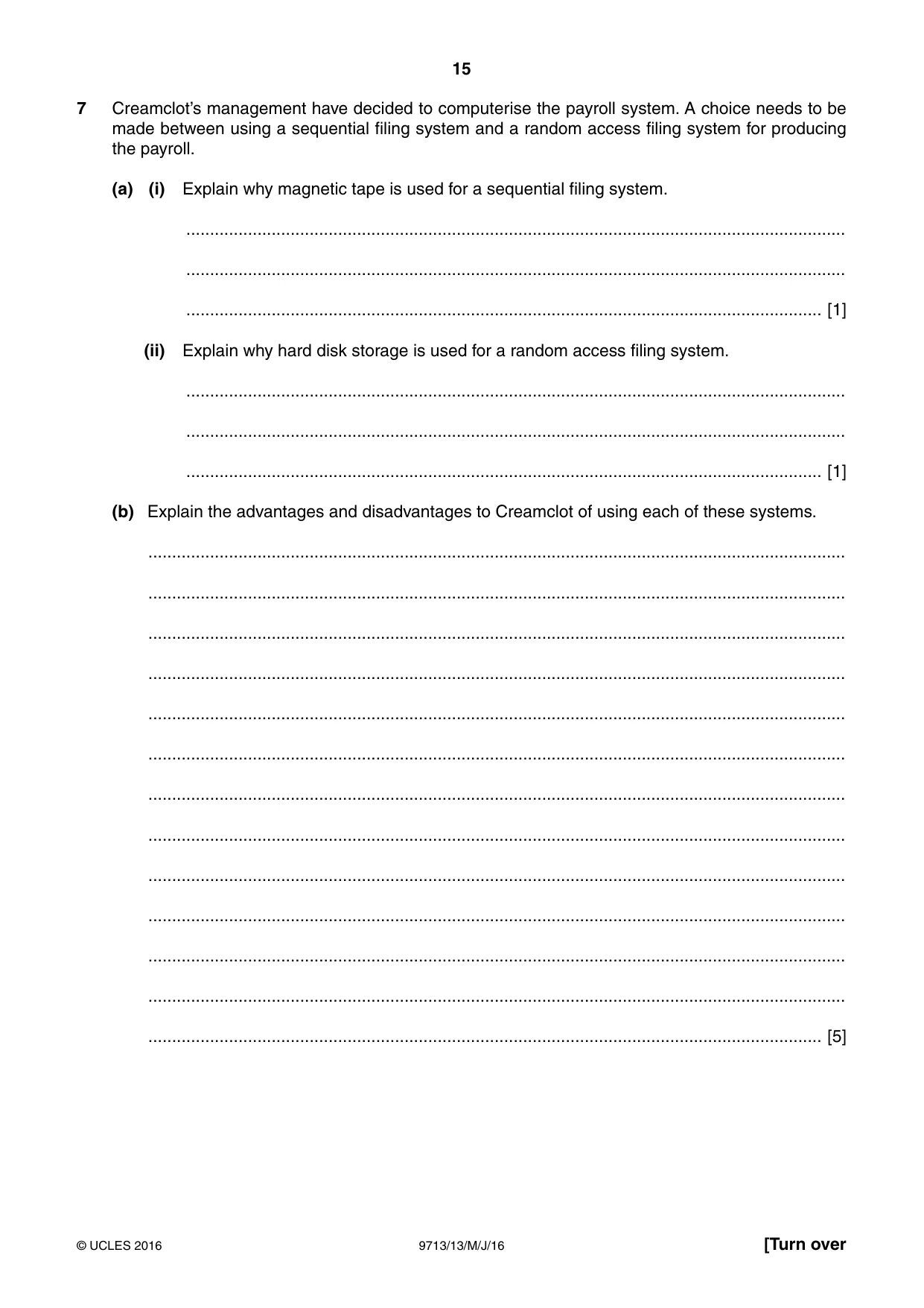 Cambridge A Level Applied Information and Communication Technology 9713 2016 May/June Paper 1 · Variant 3 question paper, page 15 of 20