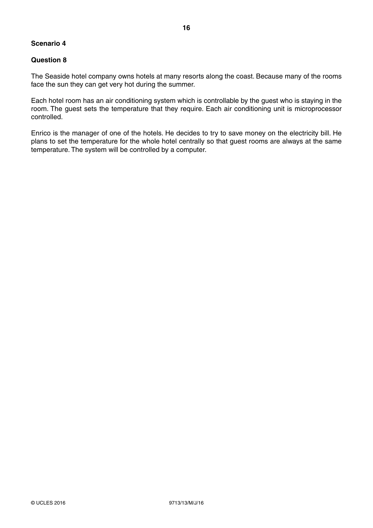 Cambridge A Level Applied Information and Communication Technology 9713 2016 May/June Paper 1 · Variant 3 question paper, page 16 of 20