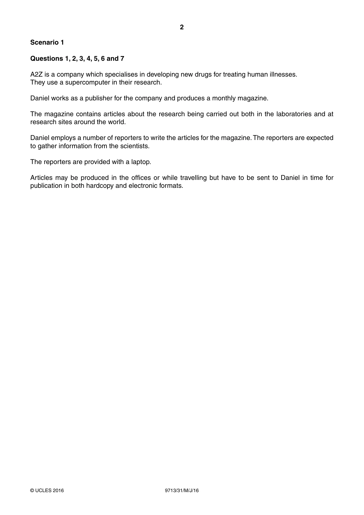 Cambridge A Level Applied Information and Communication Technology 9713 2016 May/June Paper 3 · Variant 1 question paper, page 2 of 20
