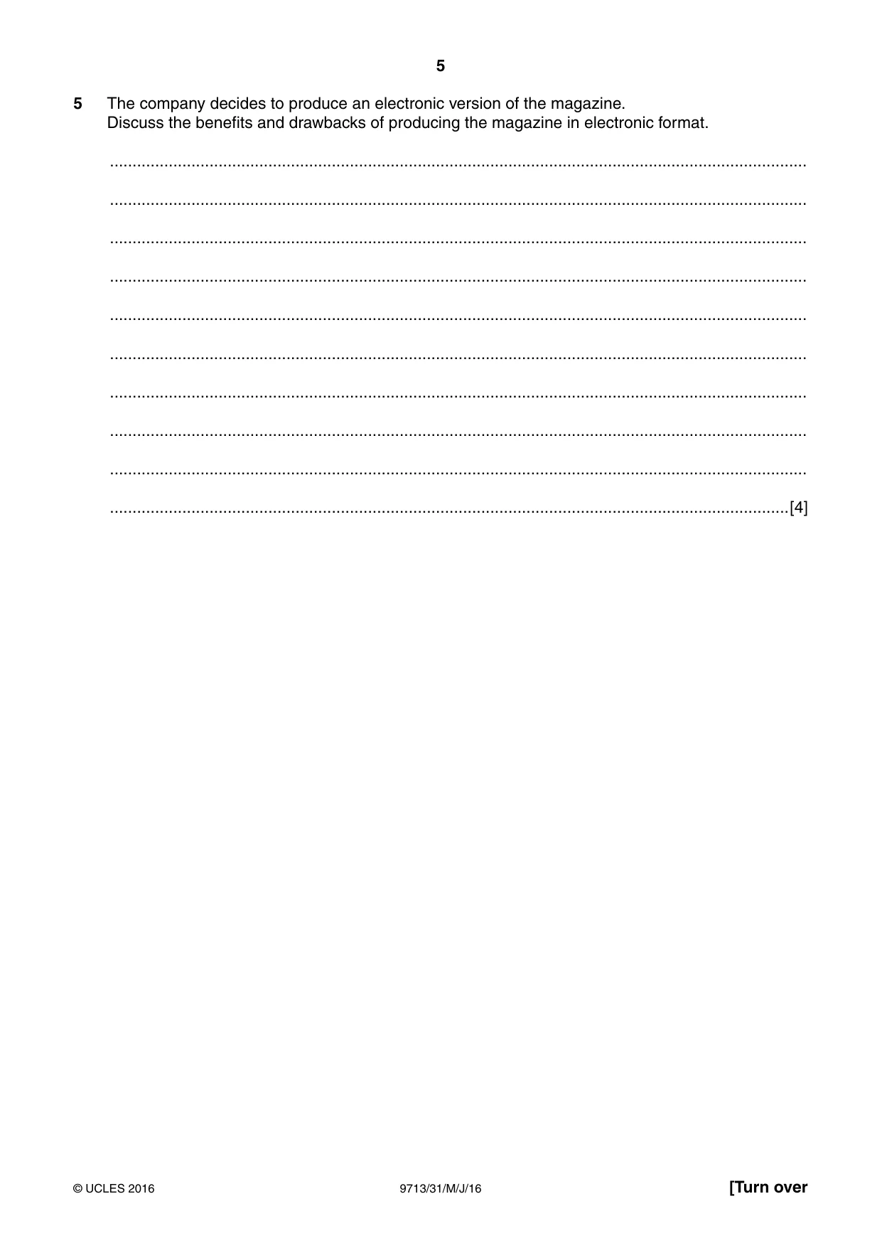 Cambridge A Level Applied Information and Communication Technology 9713 2016 May/June Paper 3 · Variant 1 question paper, page 5 of 20