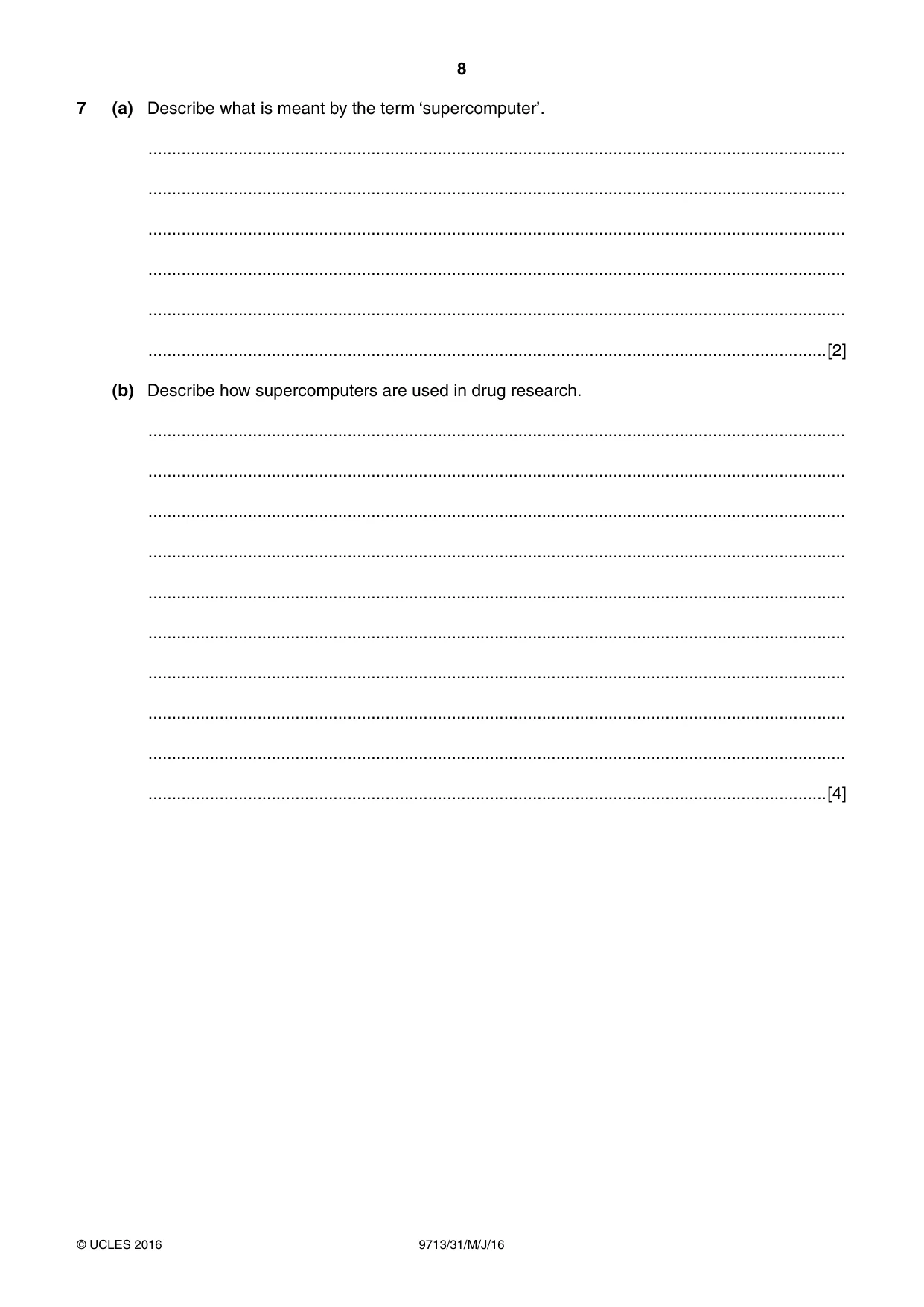 Cambridge A Level Applied Information and Communication Technology 9713 2016 May/June Paper 3 · Variant 1 question paper, page 8 of 20