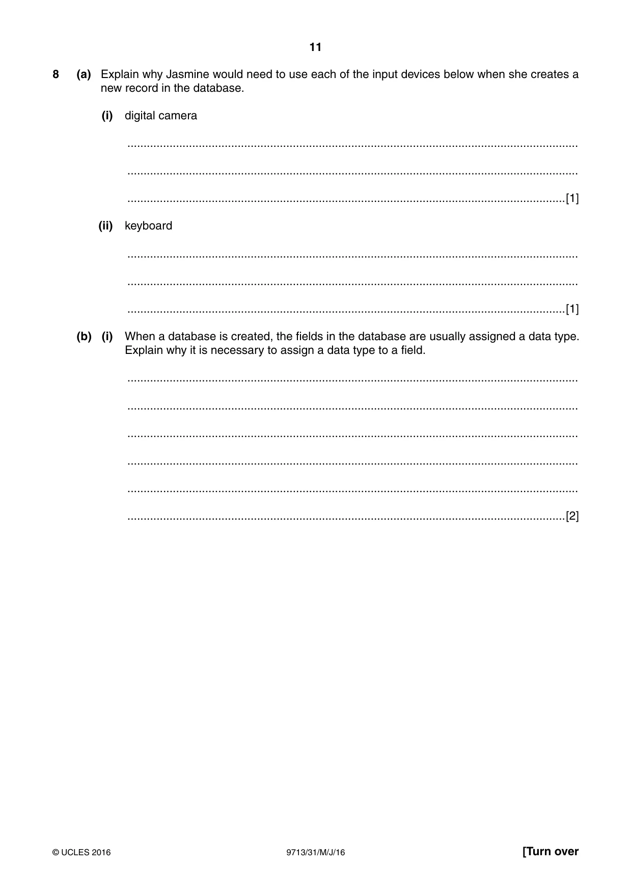 Cambridge A Level Applied Information and Communication Technology 9713 2016 May/June Paper 3 · Variant 1 question paper, page 11 of 20