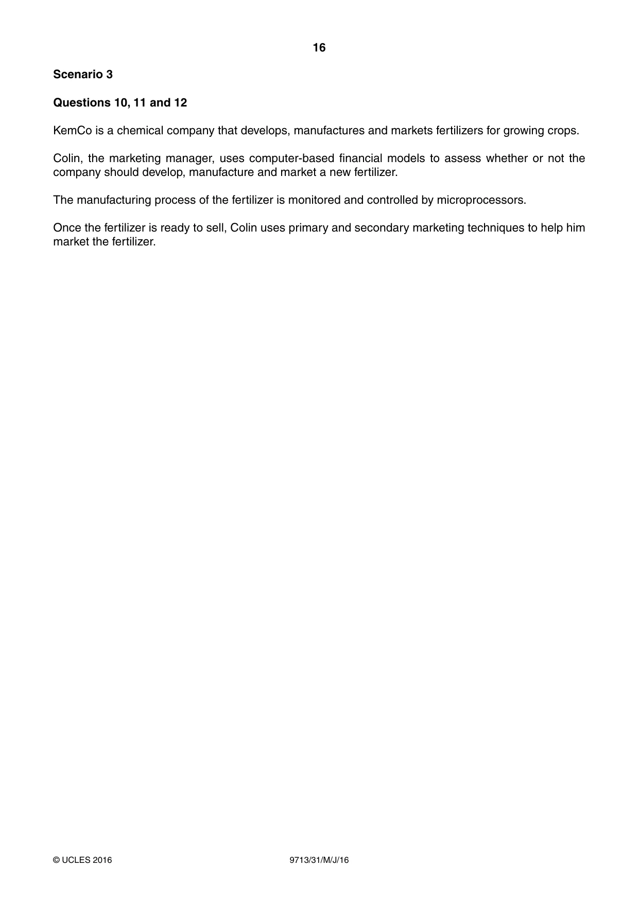 Cambridge A Level Applied Information and Communication Technology 9713 2016 May/June Paper 3 · Variant 1 question paper, page 16 of 20