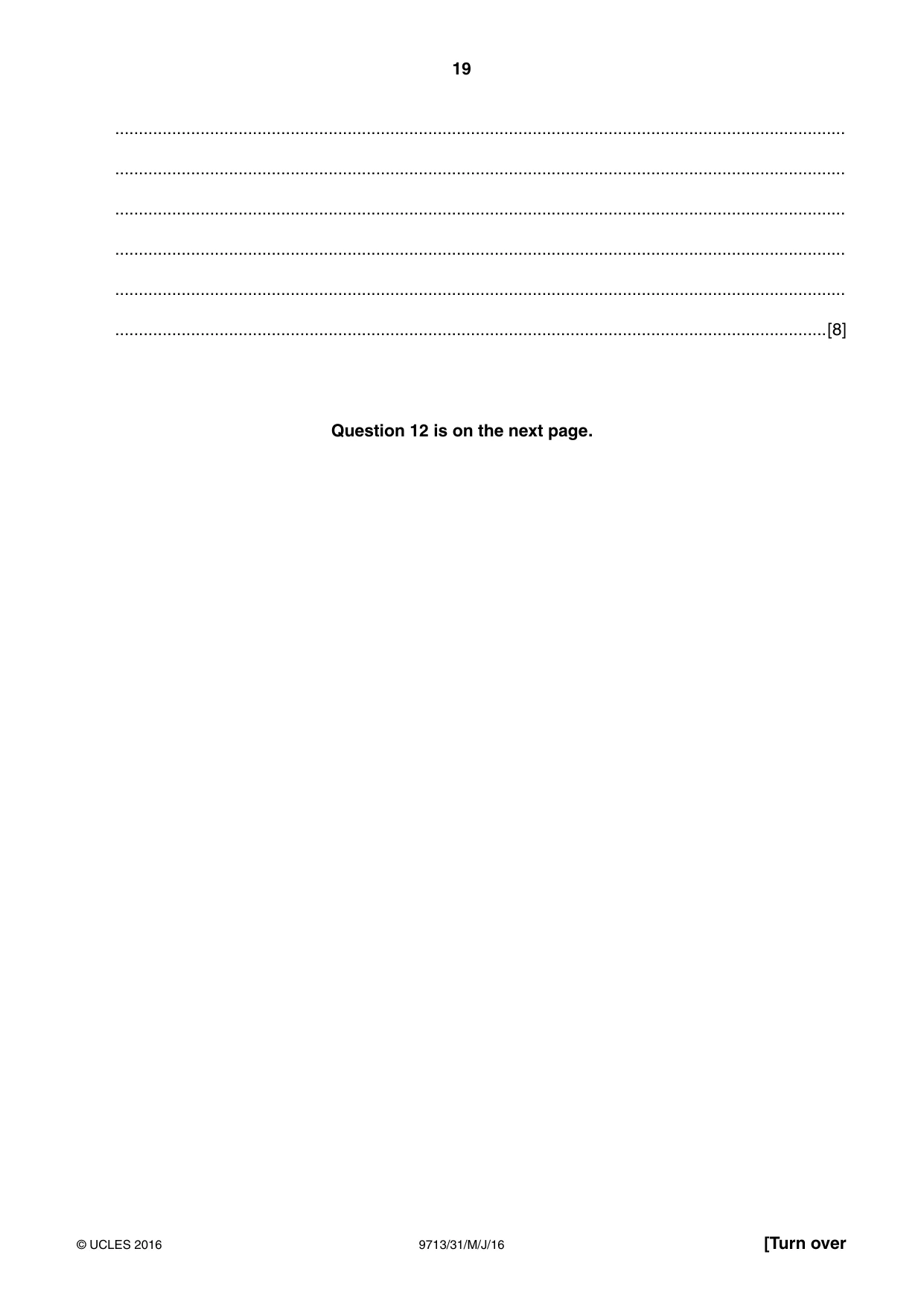 Cambridge A Level Applied Information and Communication Technology 9713 2016 May/June Paper 3 · Variant 1 question paper, page 19 of 20