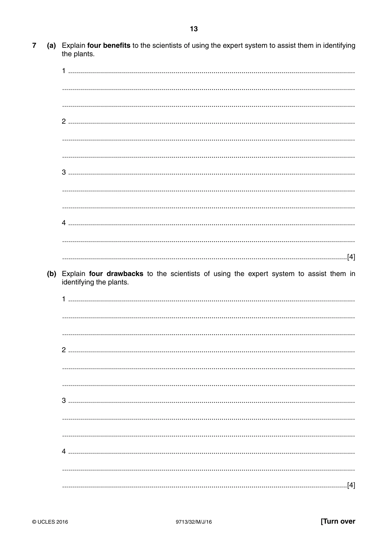 Cambridge A Level Applied Information and Communication Technology 9713 2016 May/June Paper 3 · Variant 2 question paper, page 13 of 20