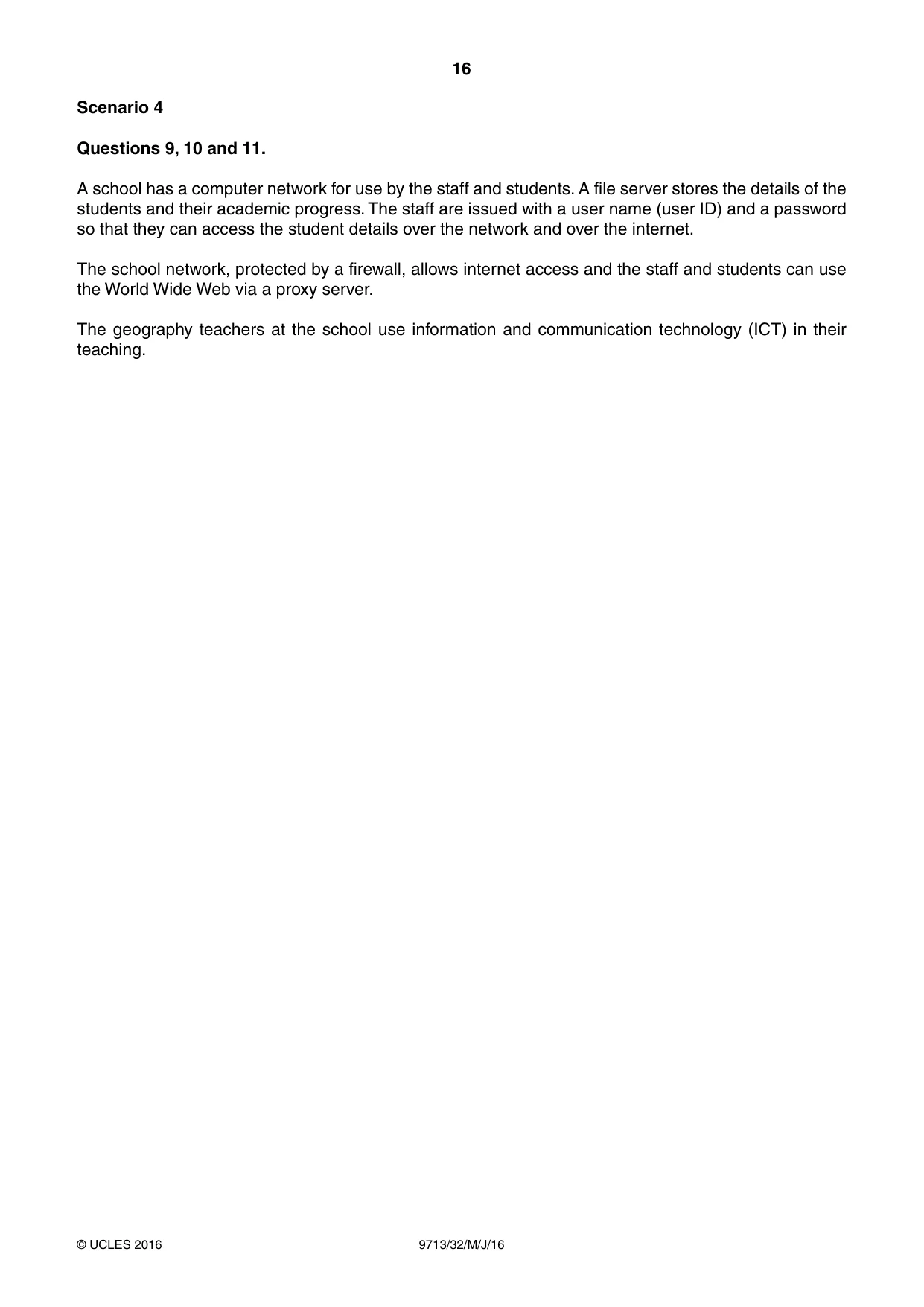 Cambridge A Level Applied Information and Communication Technology 9713 2016 May/June Paper 3 · Variant 2 question paper, page 16 of 20