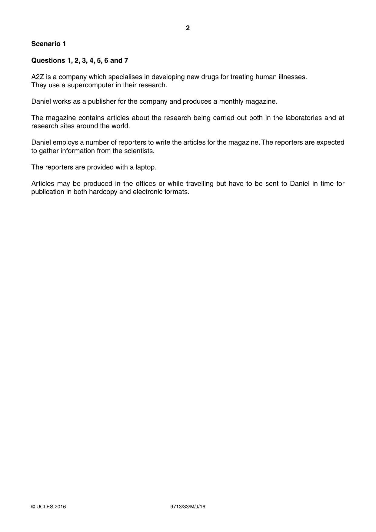 Cambridge A Level Applied Information and Communication Technology 9713 2016 May/June Paper 3 · Variant 3 question paper, page 2 of 20