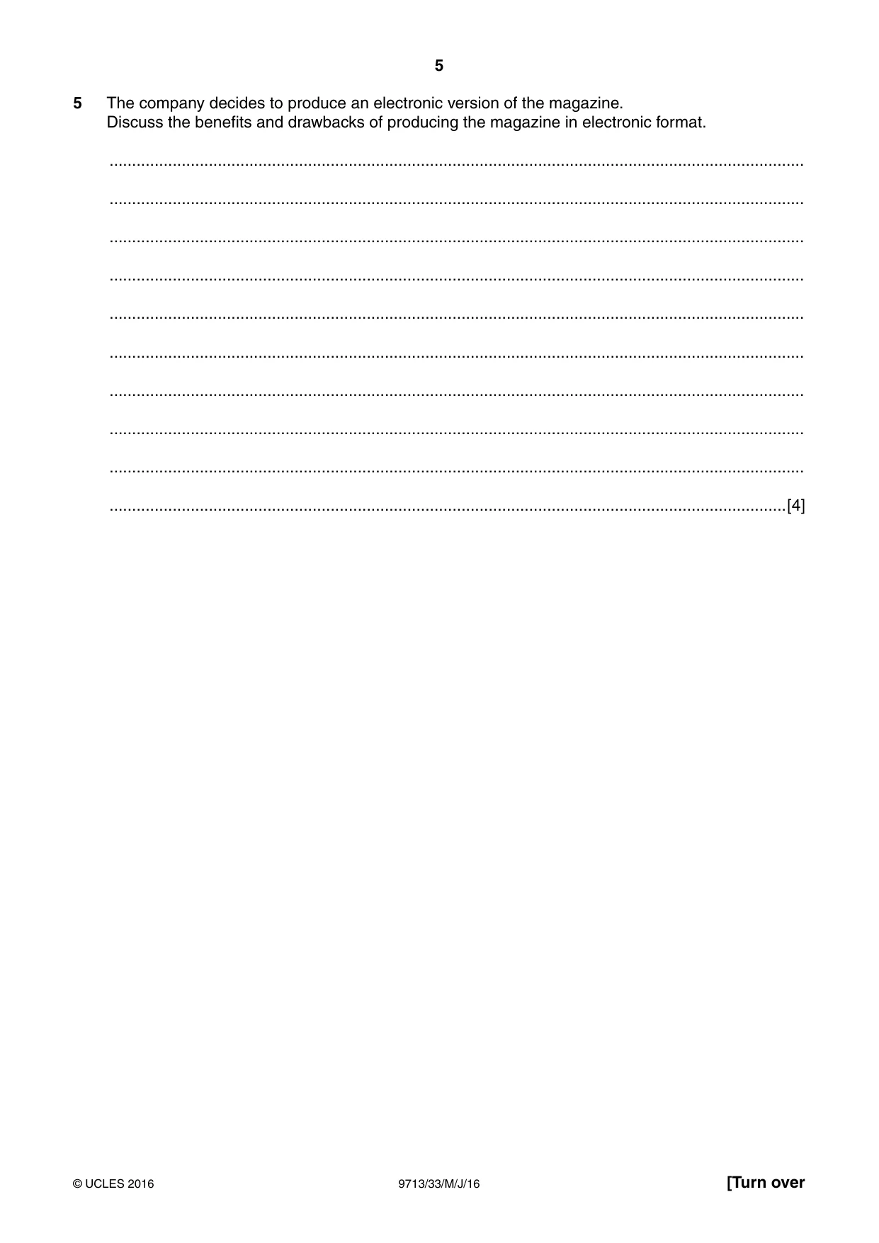 Cambridge A Level Applied Information and Communication Technology 9713 2016 May/June Paper 3 · Variant 3 question paper, page 5 of 20