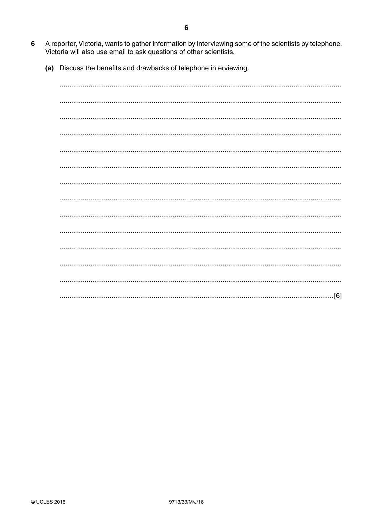 Cambridge A Level Applied Information and Communication Technology 9713 2016 May/June Paper 3 · Variant 3 question paper, page 6 of 20
