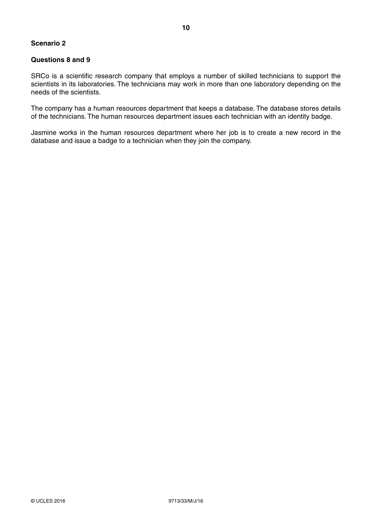 Cambridge A Level Applied Information and Communication Technology 9713 2016 May/June Paper 3 · Variant 3 question paper, page 10 of 20