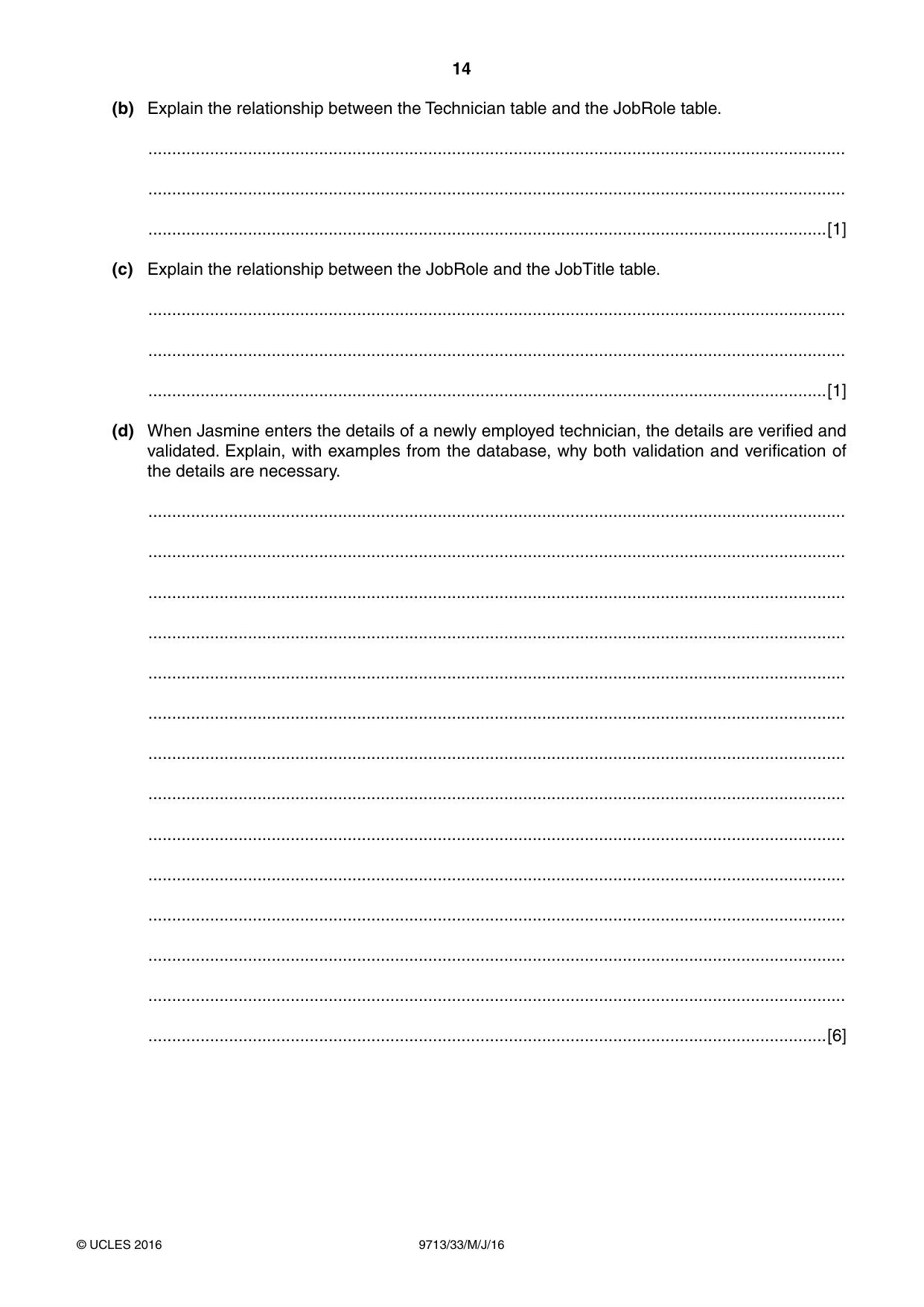 Cambridge A Level Applied Information and Communication Technology 9713 2016 May/June Paper 3 · Variant 3 question paper, page 14 of 20