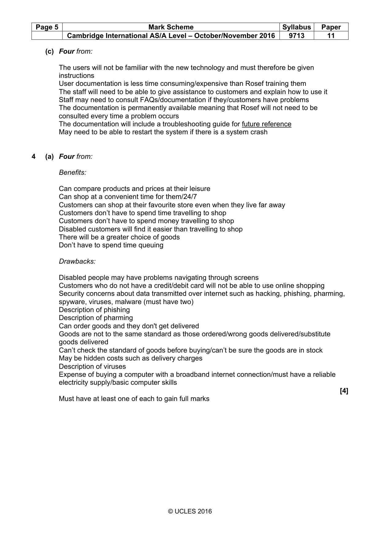 Mark scheme, page 5 of 8