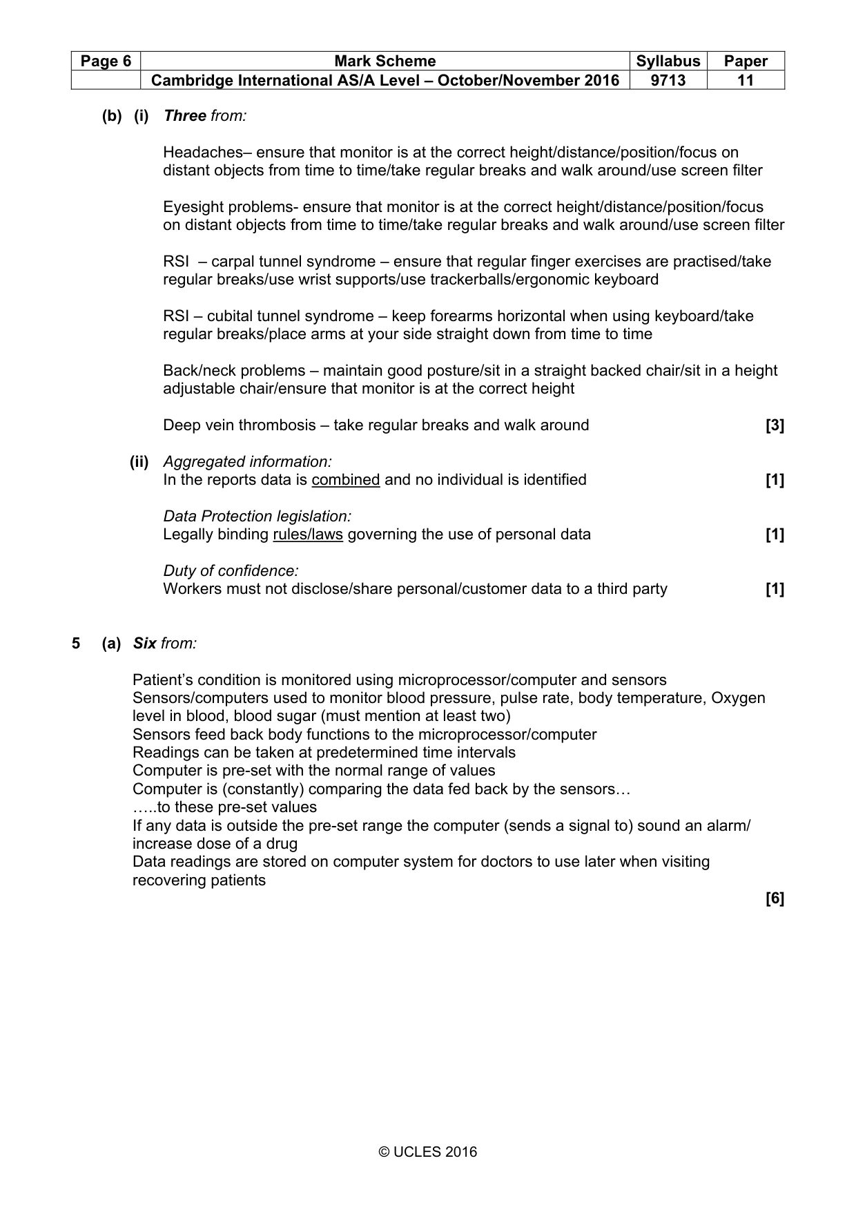 Mark scheme, page 6 of 8