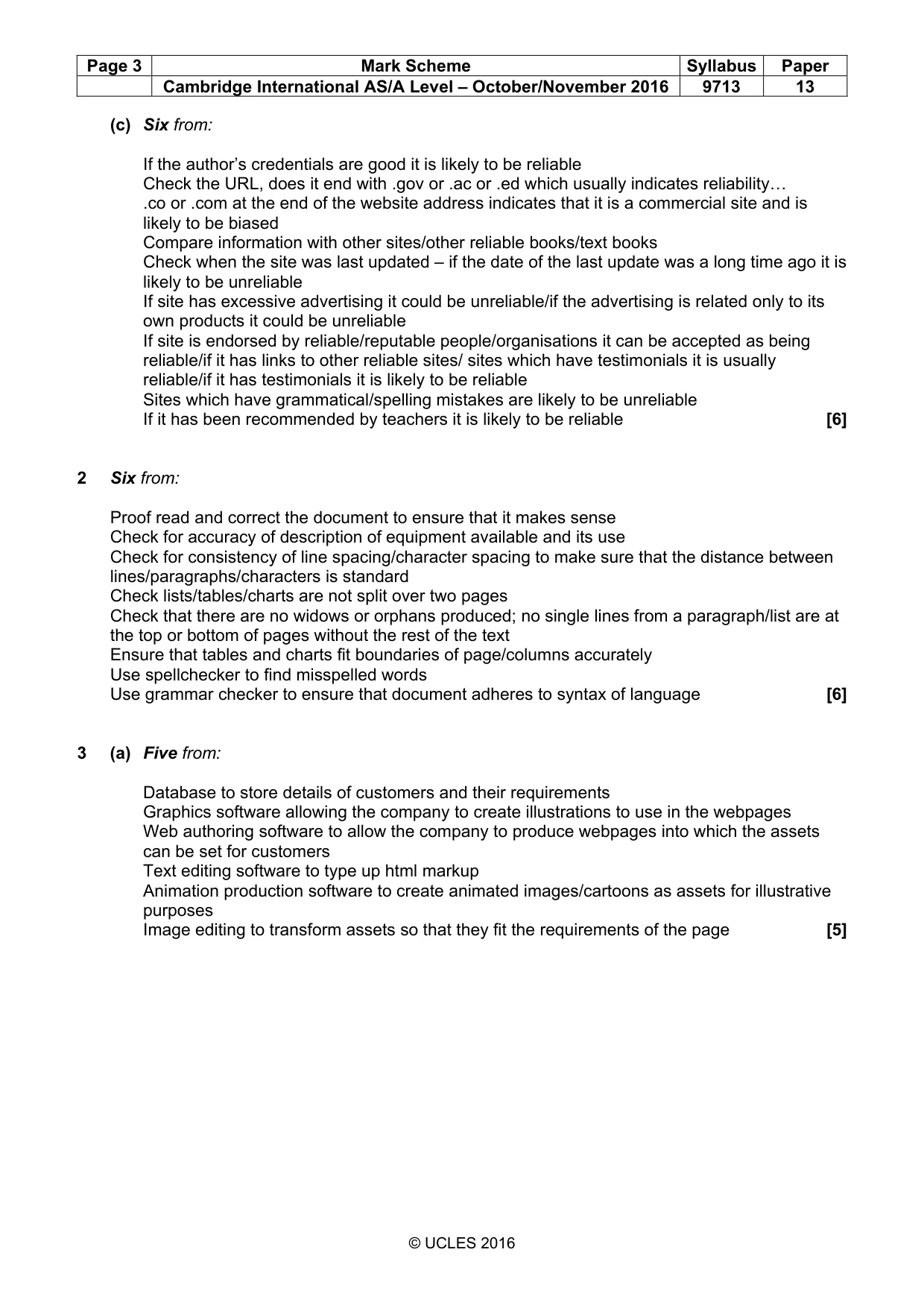 Mark scheme, page 3 of 7