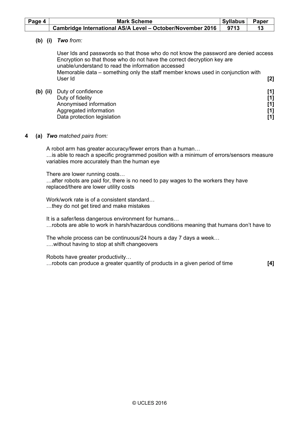 Mark scheme, page 4 of 7