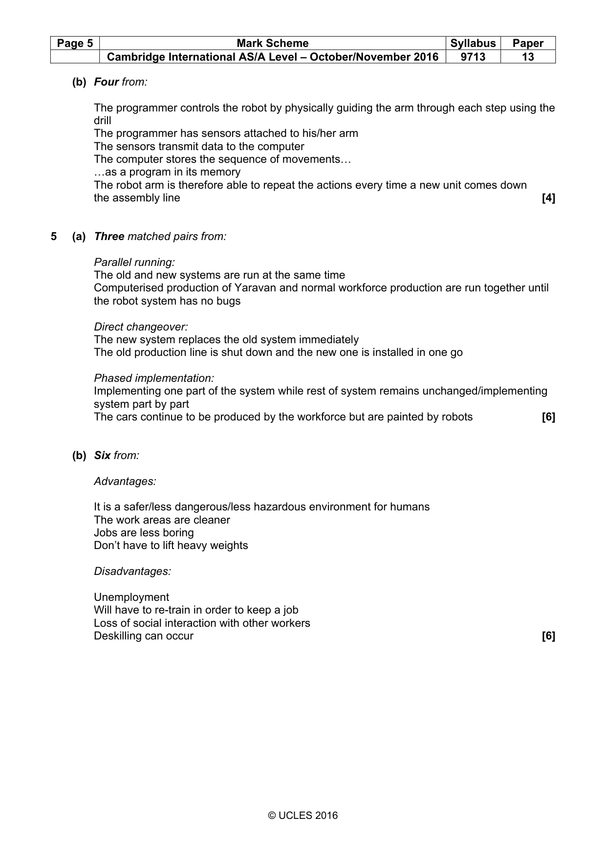 Mark scheme, page 5 of 7