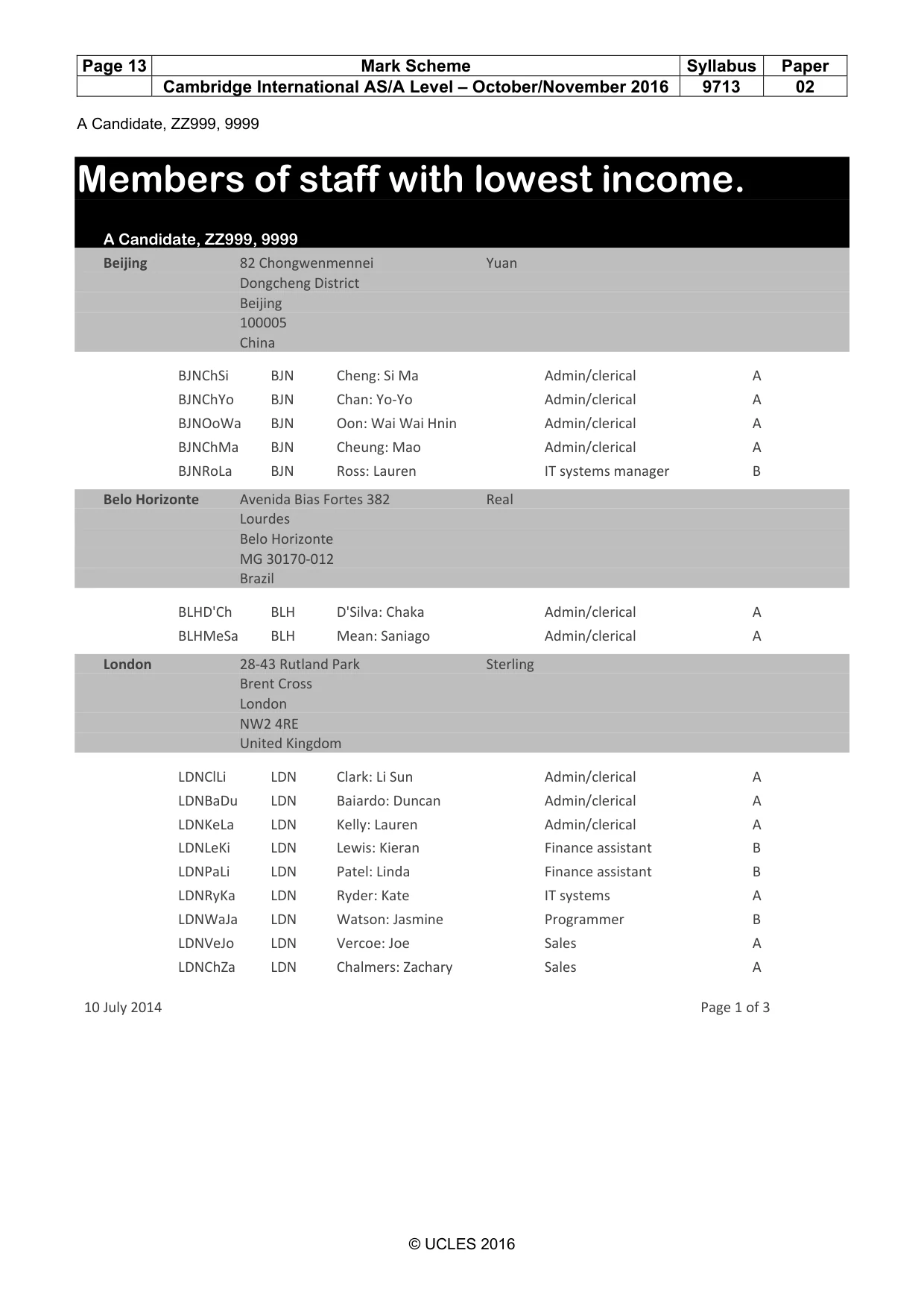 Mark scheme, page 13 of 15