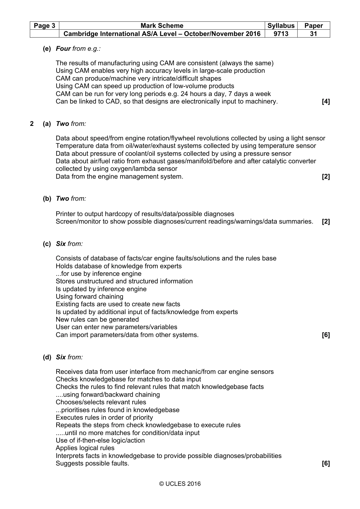 Mark scheme, page 3 of 6
