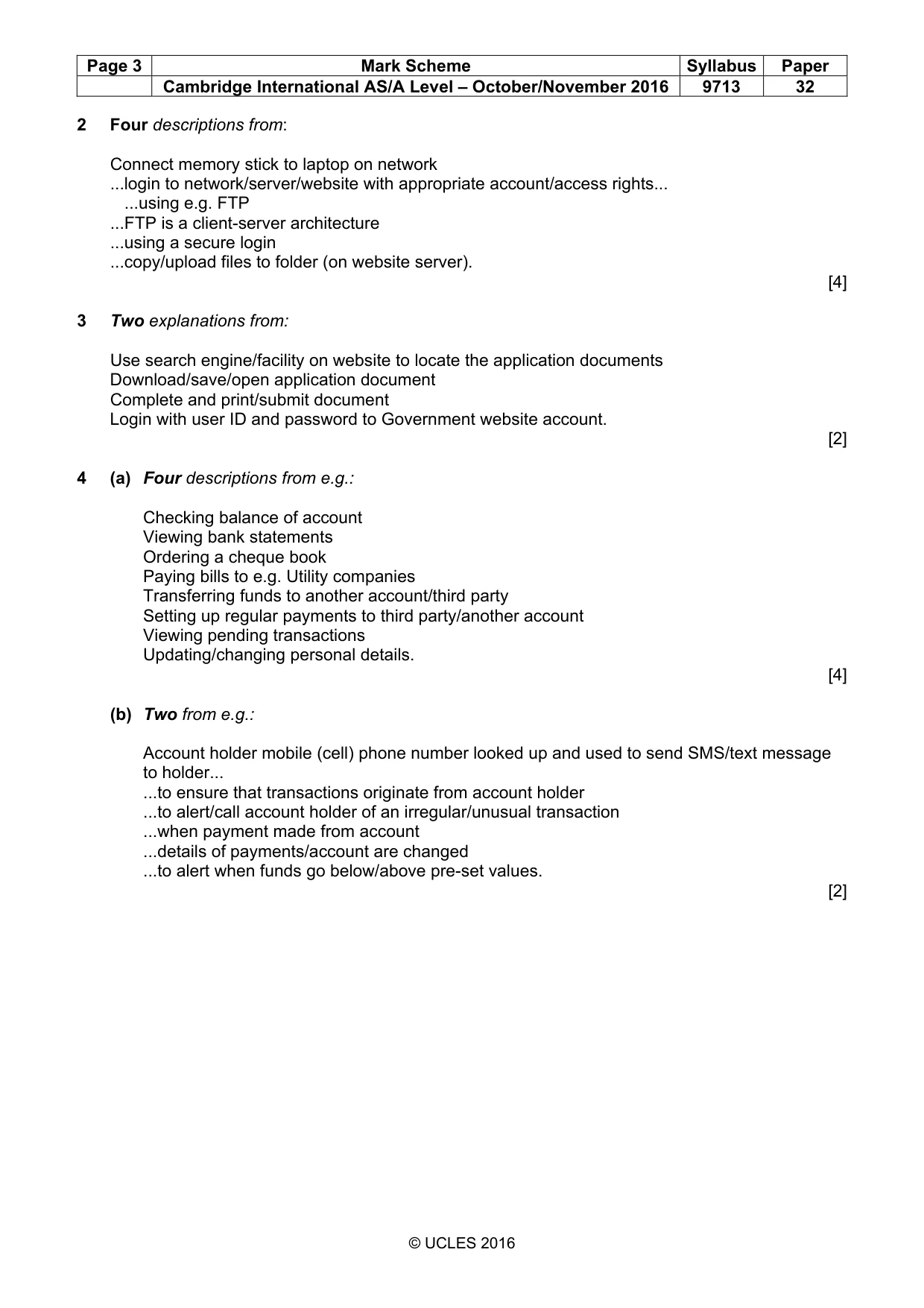 Mark scheme, page 3 of 8
