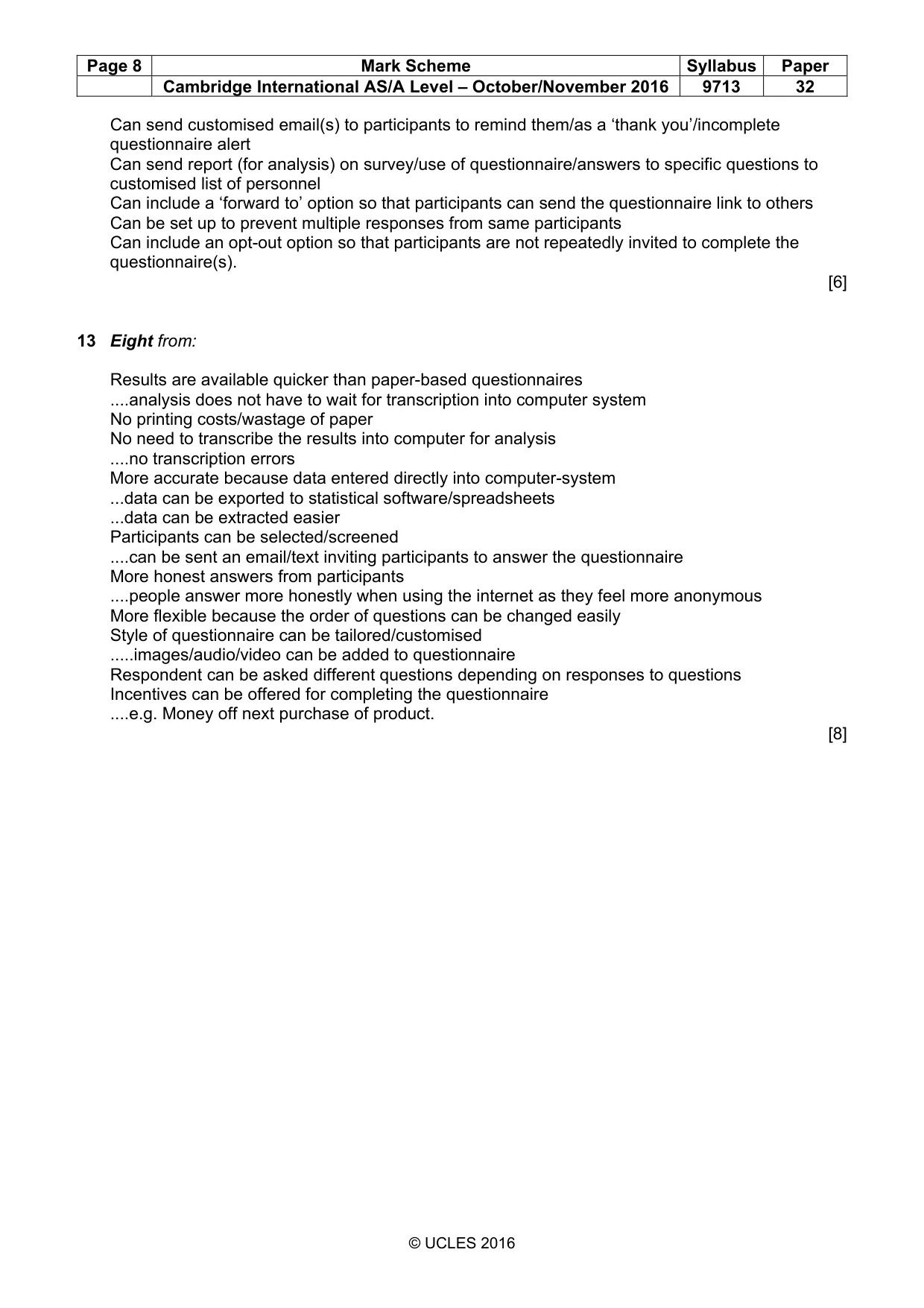 Mark scheme, page 8 of 8