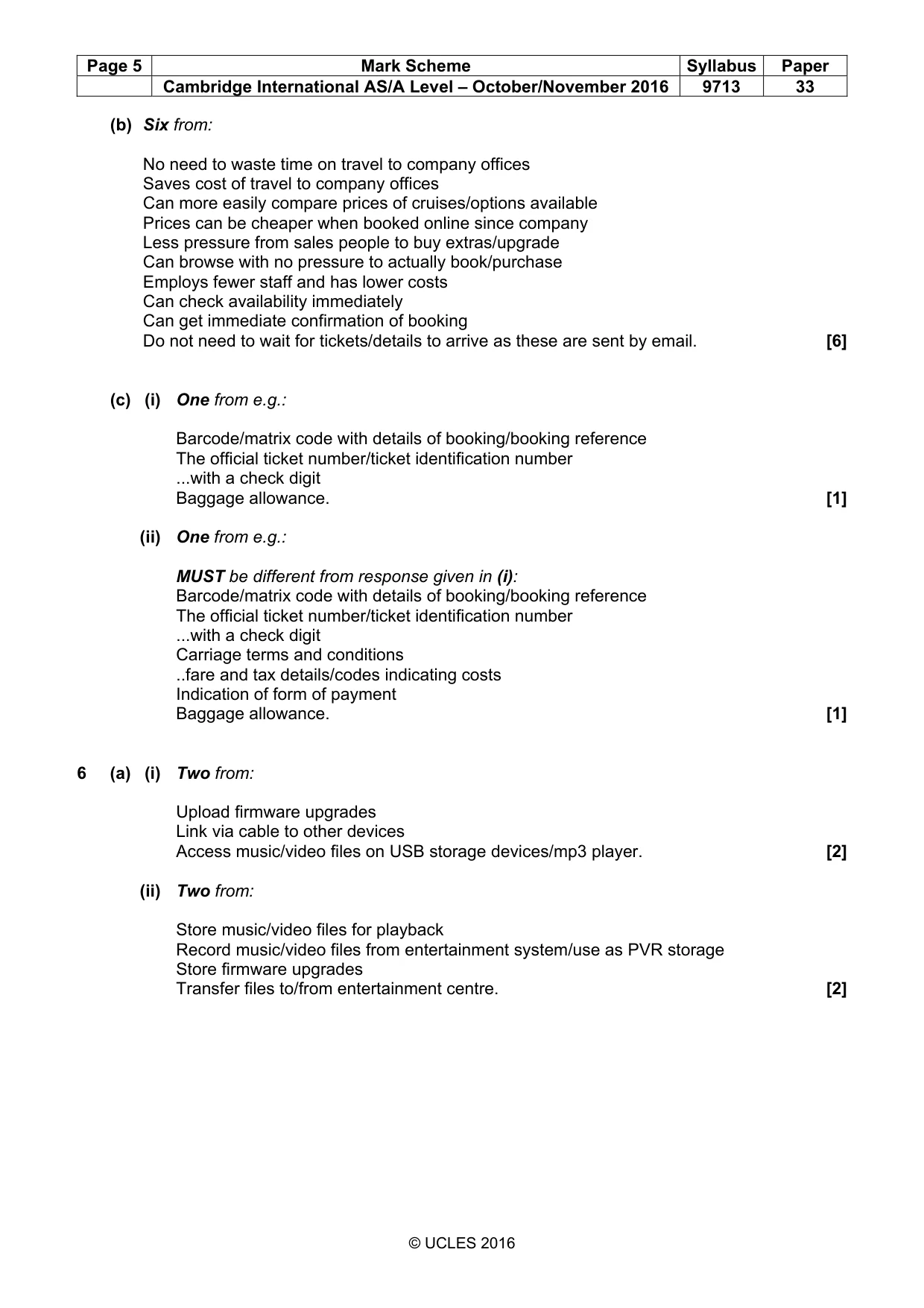 Mark scheme, page 5 of 6