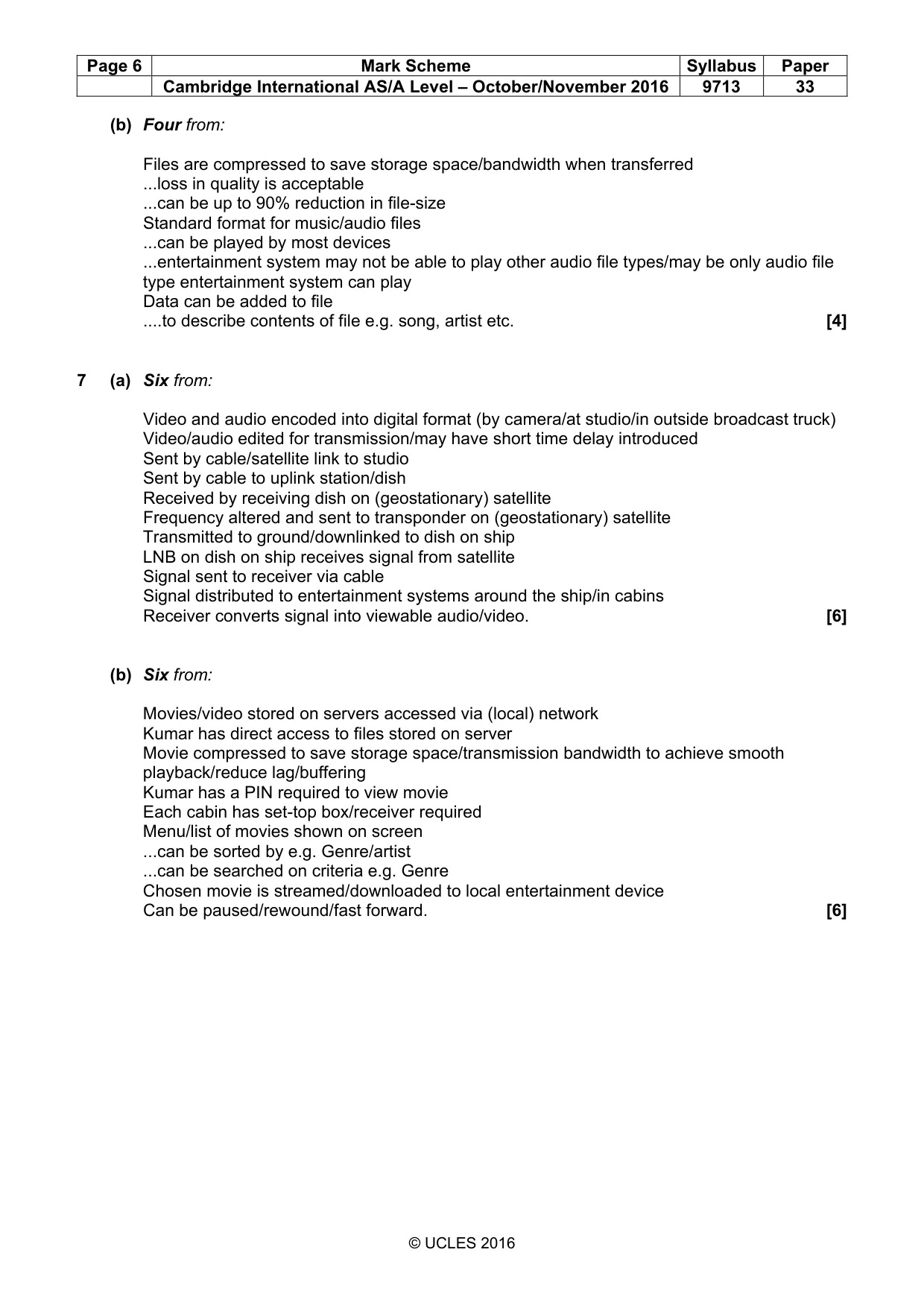 Mark scheme, page 6 of 6