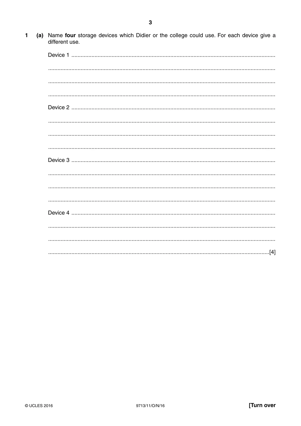 Cambridge A Level Applied Information and Communication Technology 9713 2016 Oct/Nov Paper 1 · Variant 1 question paper, page 3 of 20